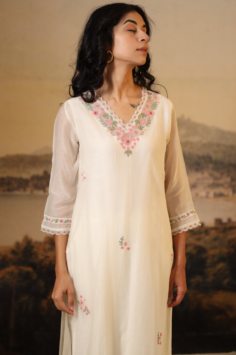 Ivory White Rangoon kurta and pant set