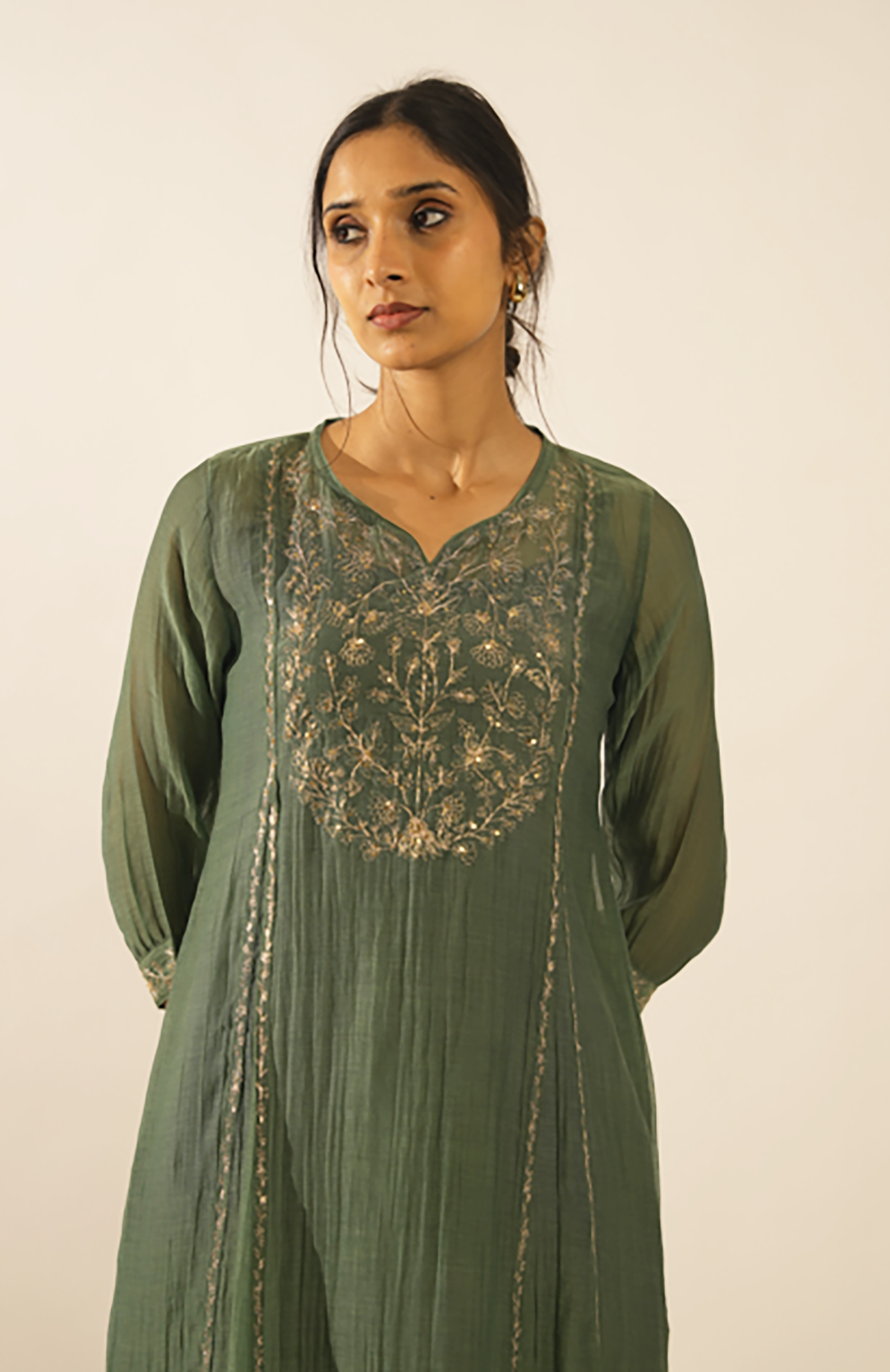 Bottle green midnight kurta set with duppata