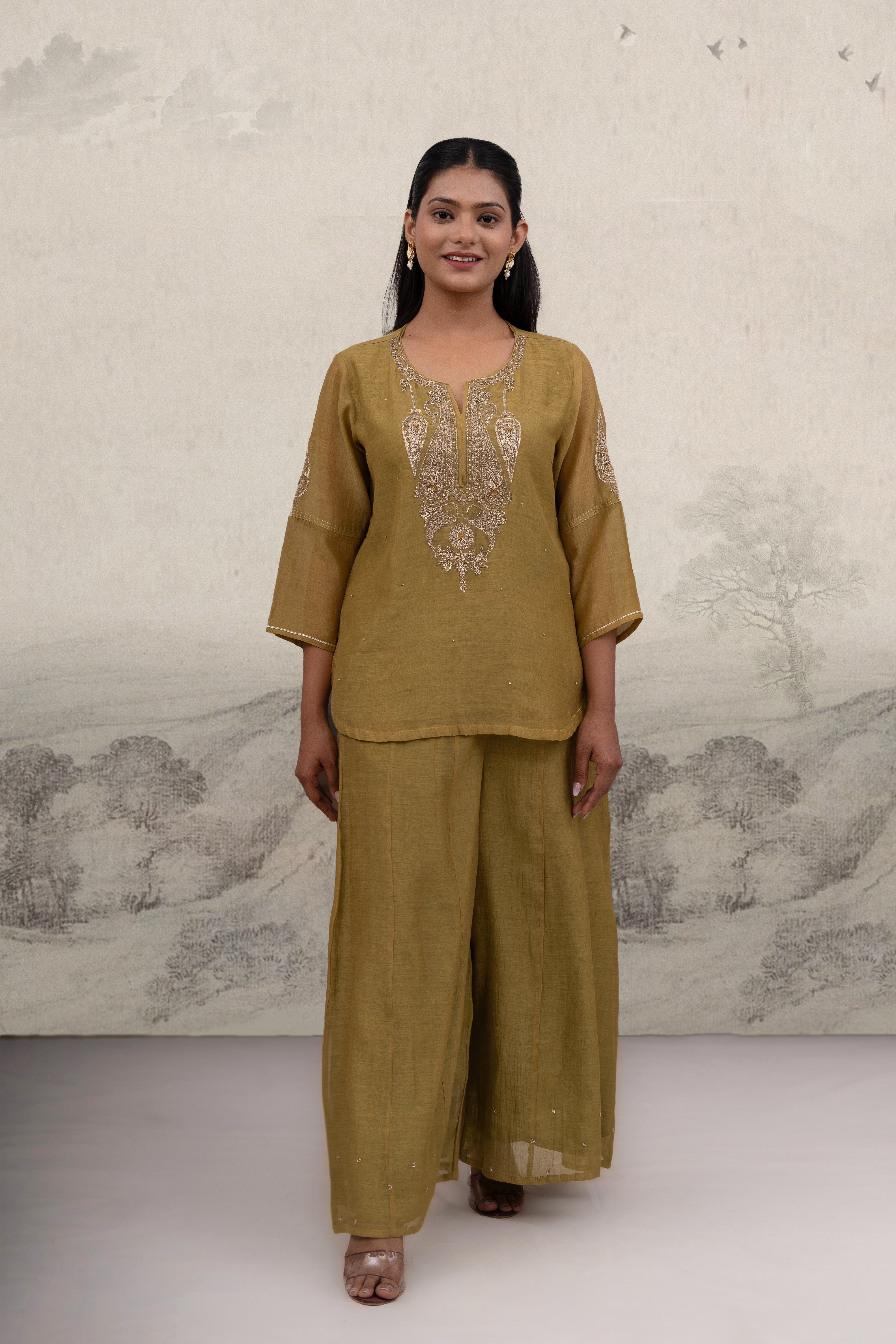 Mehendi Green top and Palazzo