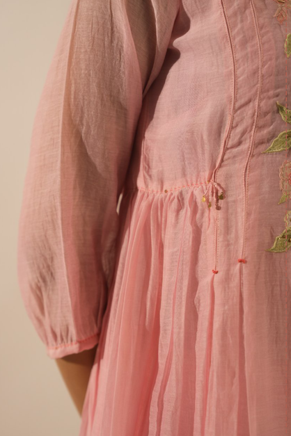 Blush pink applique suit set with Duppata