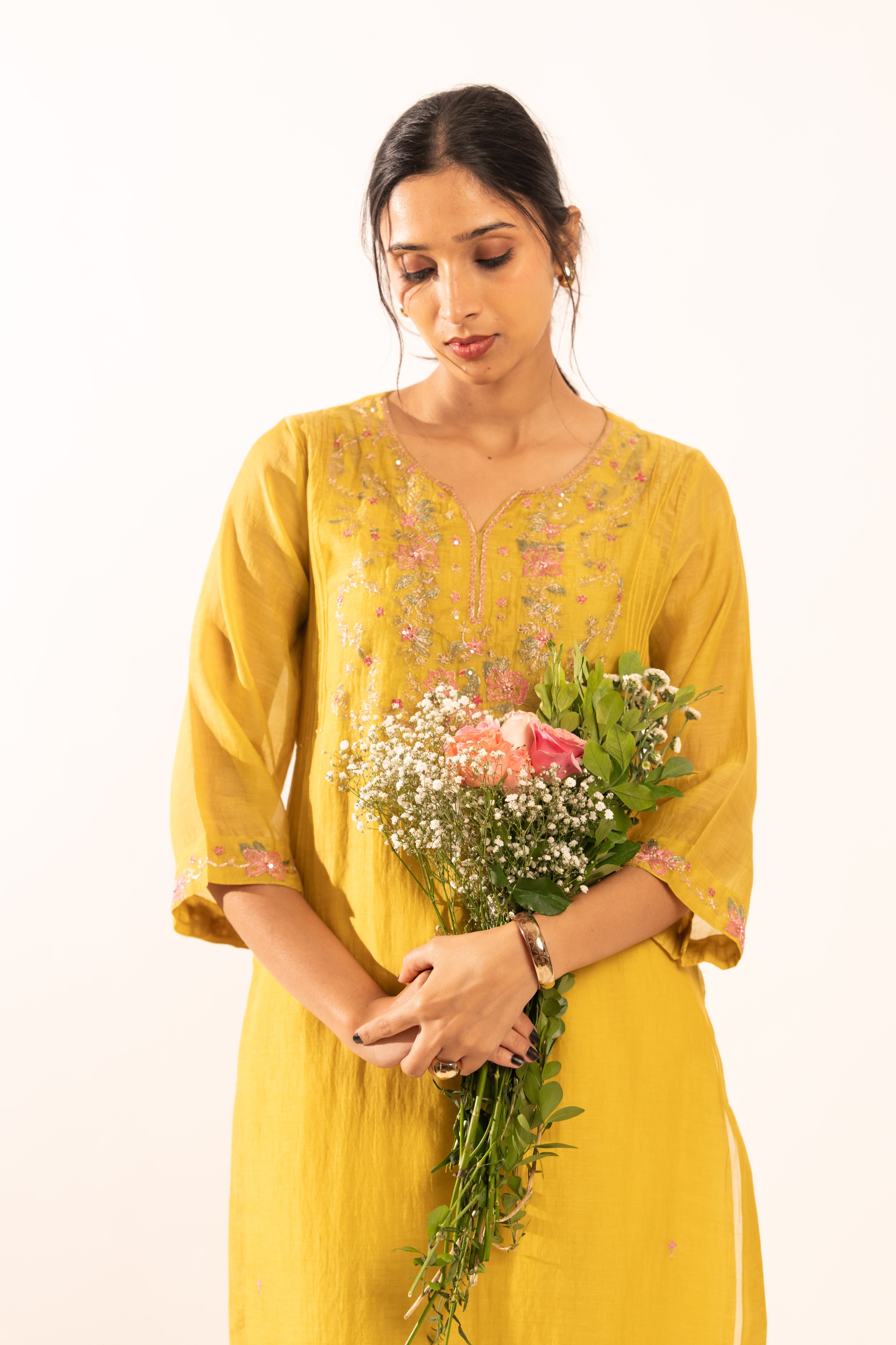 Mustard Daydream kurta set with duppata