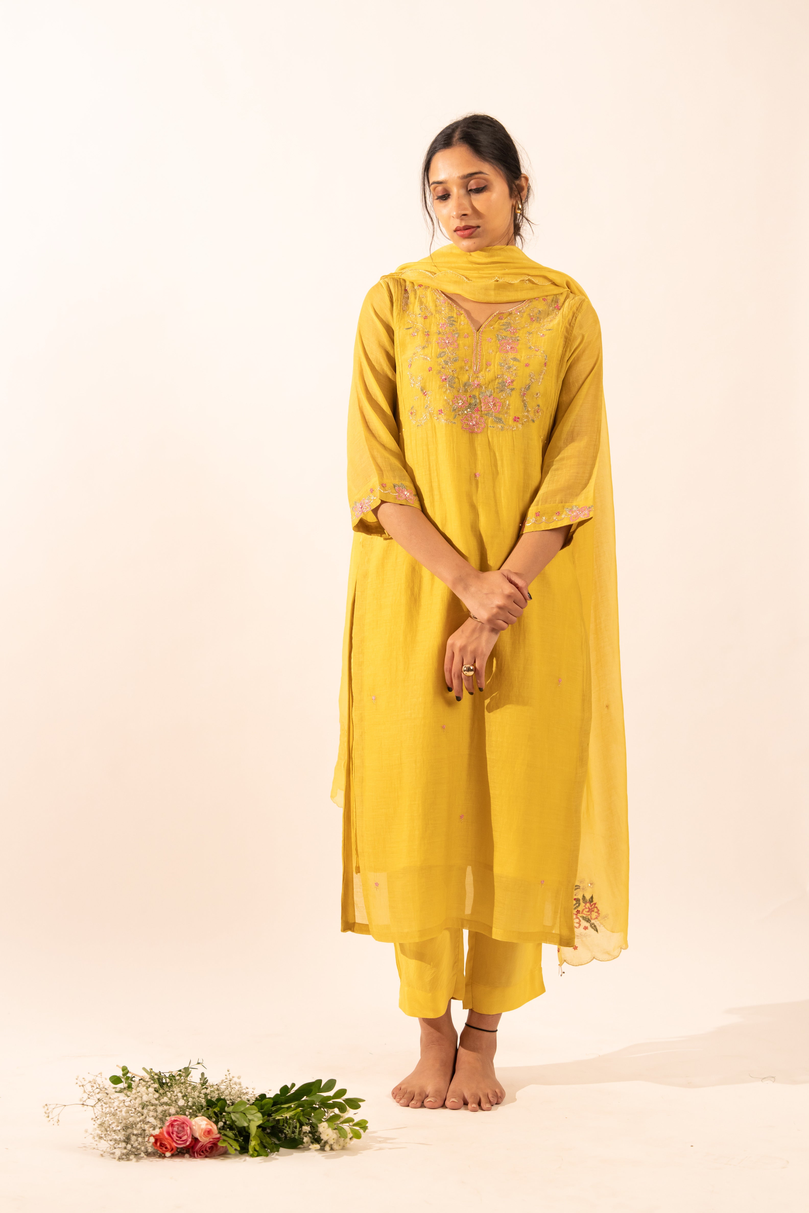 Mustard Daydream kurta set with duppata