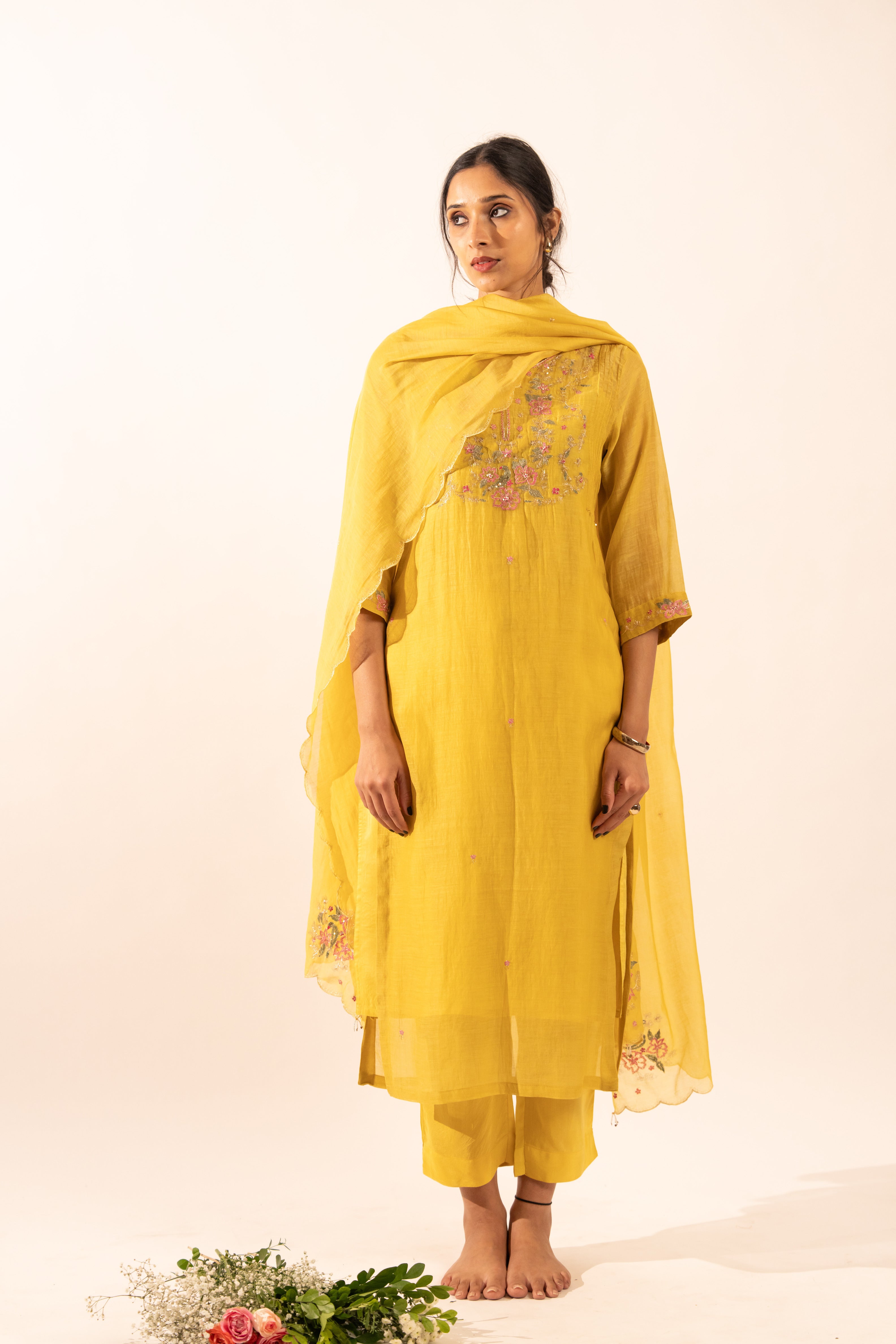 Mustard Day dream suit set with duppata
