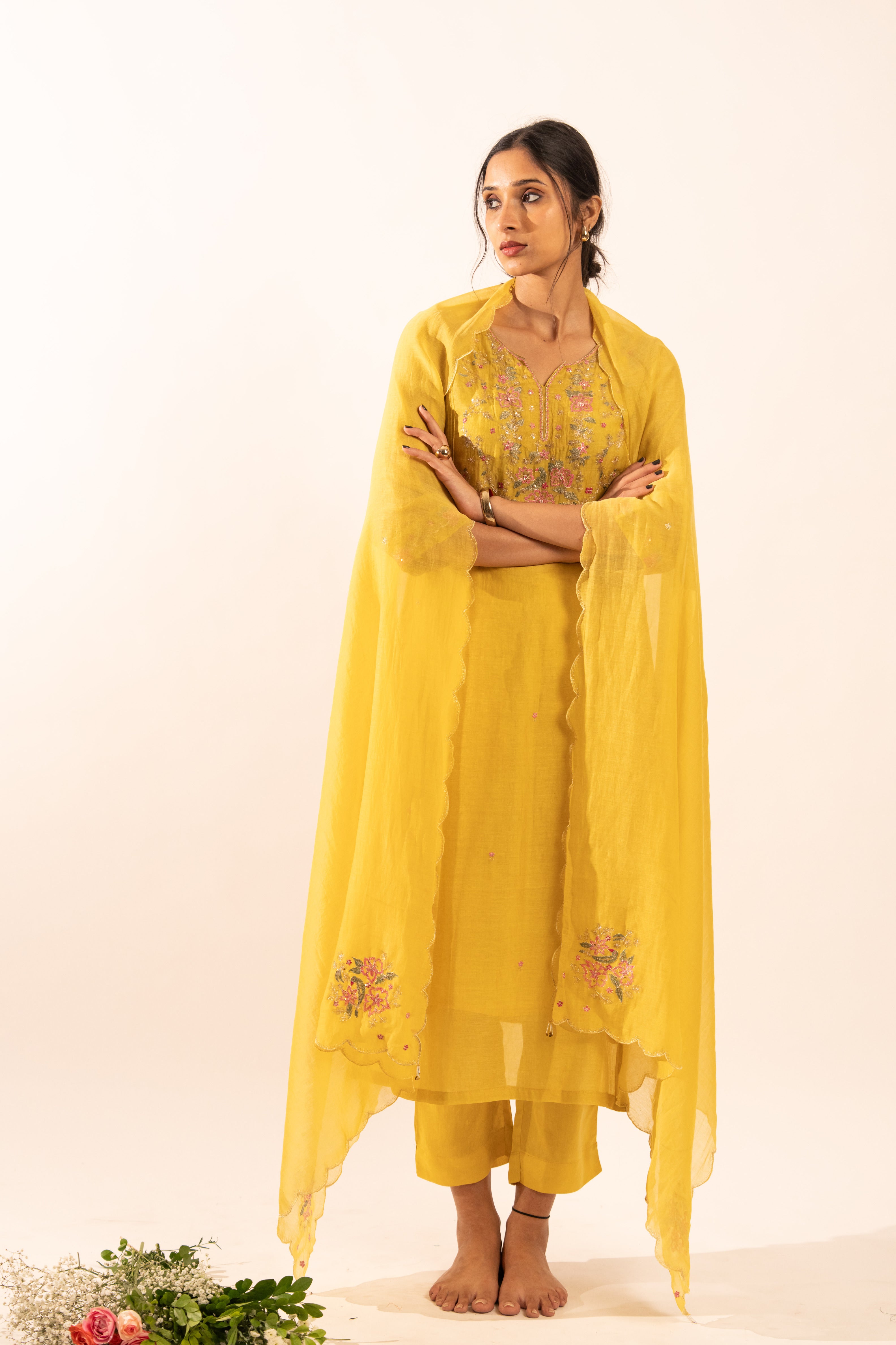 Mustard Day dream suit set with duppata