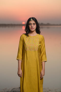 Mustard Rain lily kurta set