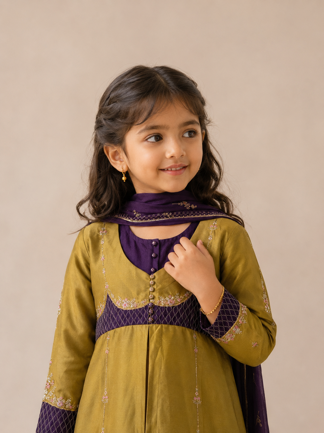 Kids MEHENDI GREEN PURPLE MASTANI SUIT SET