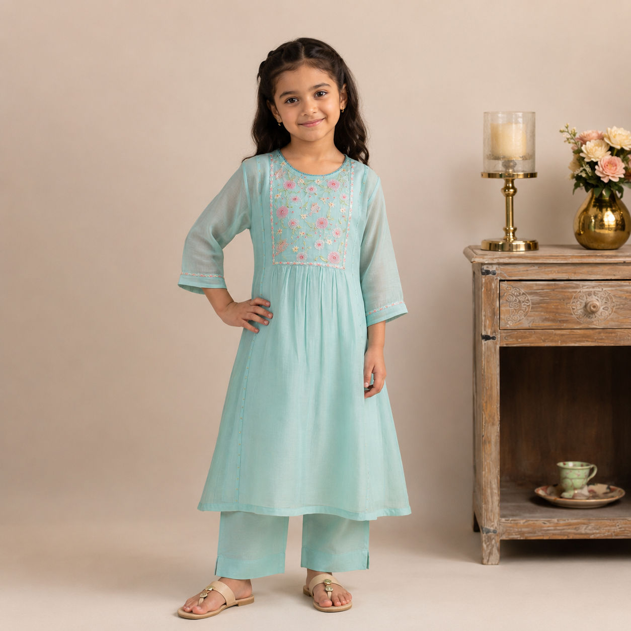 KIDS teal ARIEL LIFE KURTA