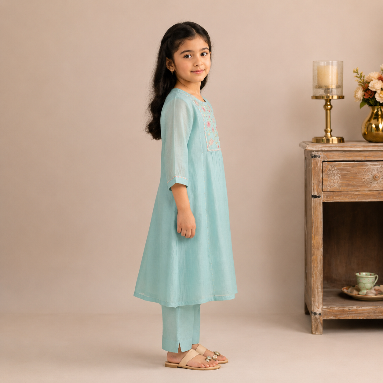 KIDS teal ARIEL LIFE KURTA