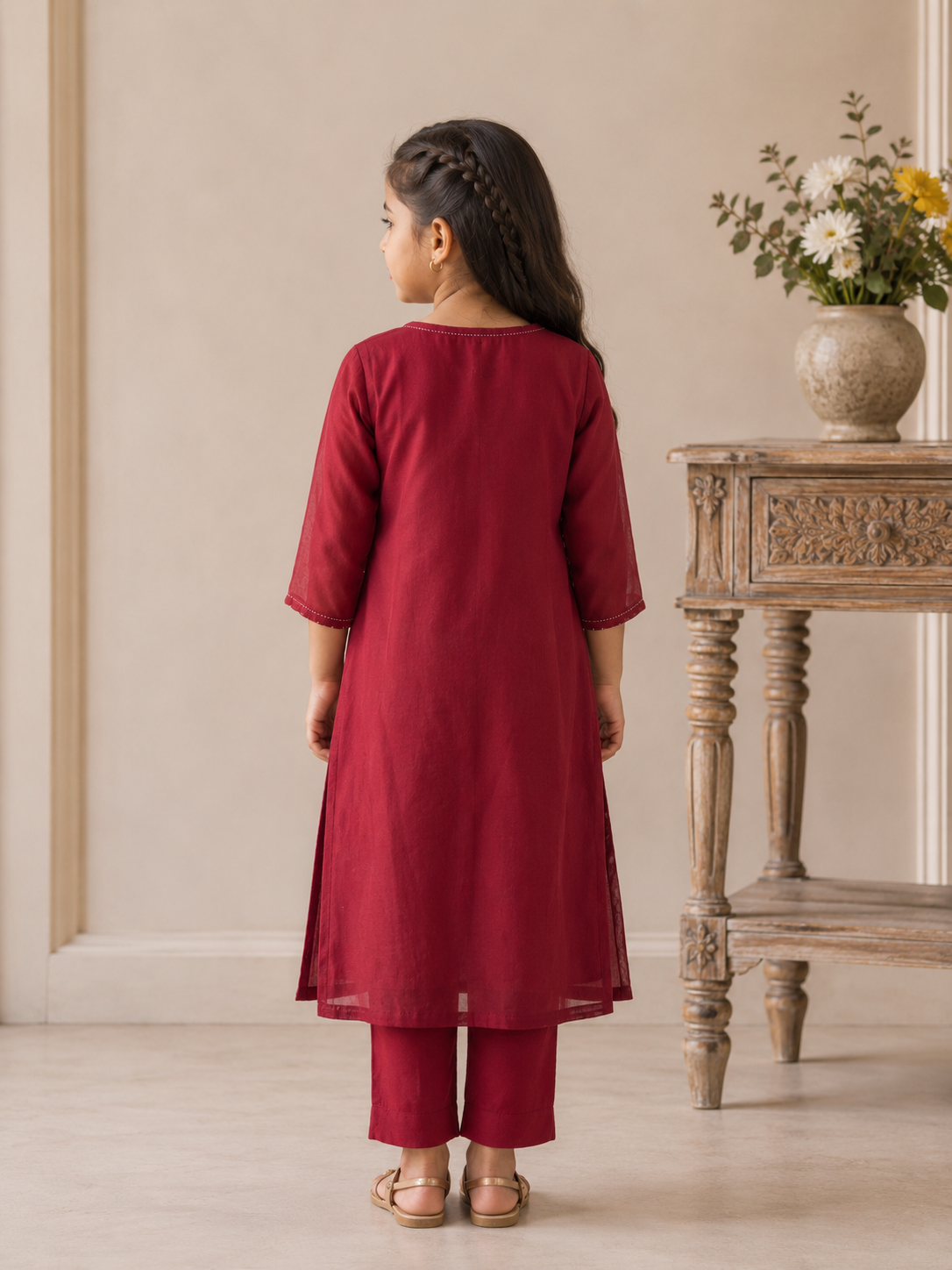 KIDS MAROON RED JUNGLE SUIT SET