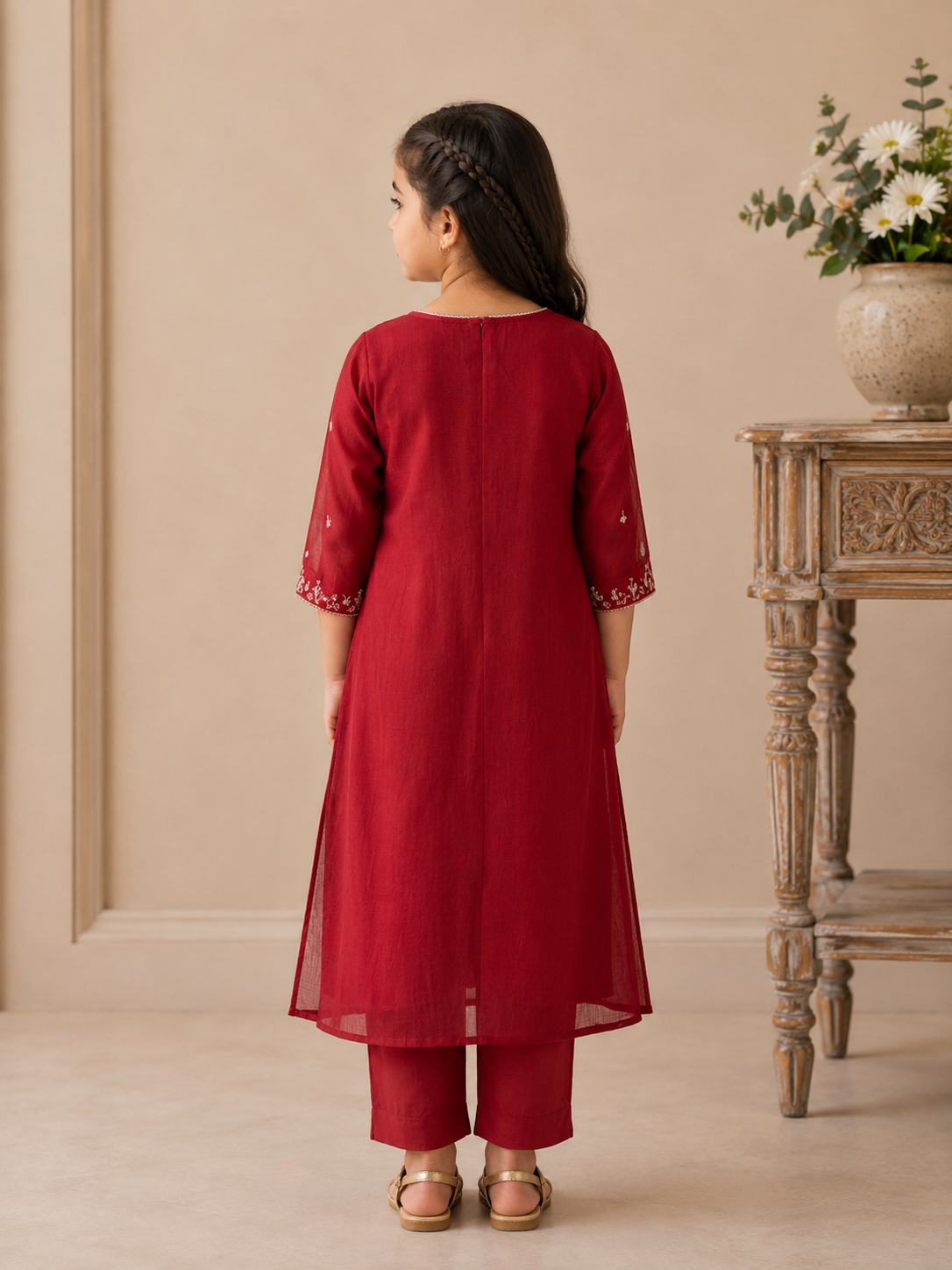 MAROON RED FLAMINGO SUIT SET