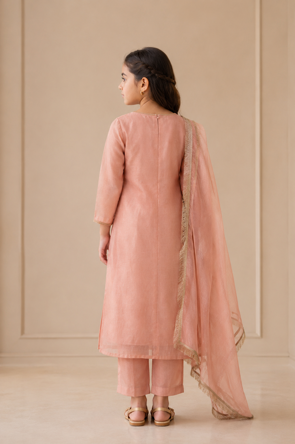 TWIN BOUQUET PEACH SUIT SET