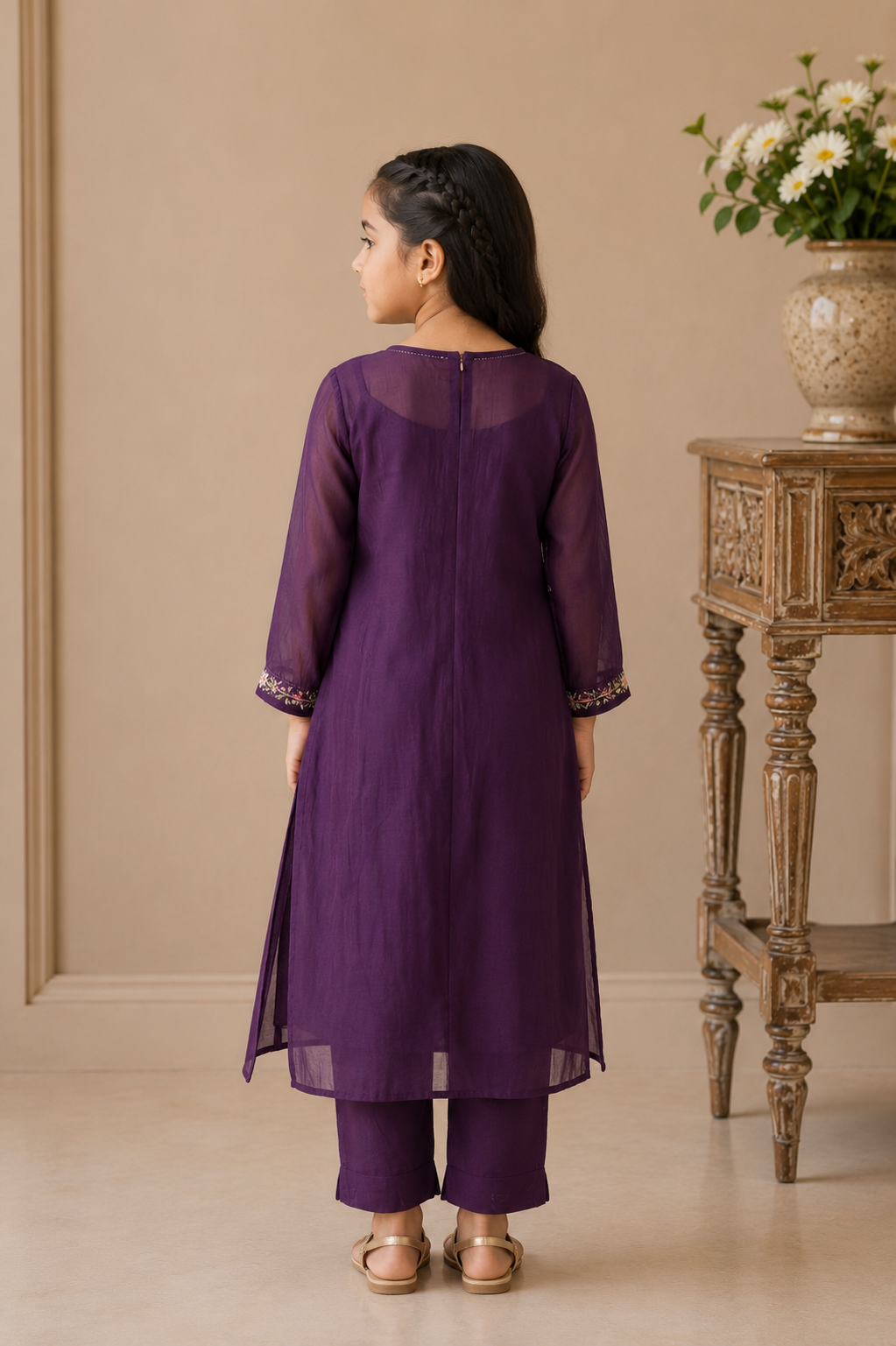 KIDS PURPLE CAMELLIA SUIT SET
