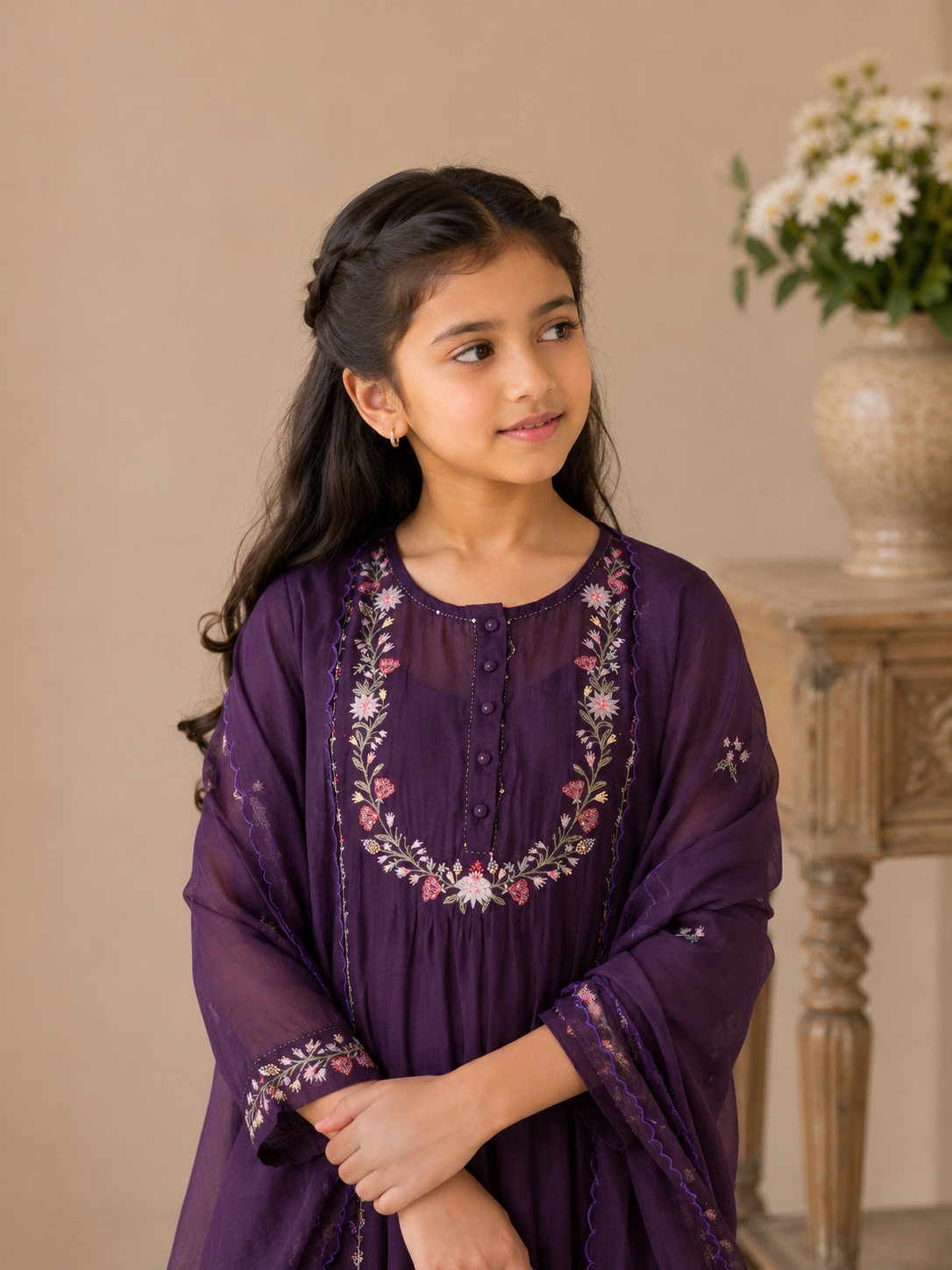 KIDS PURPLE CAMELLIA SUIT SET