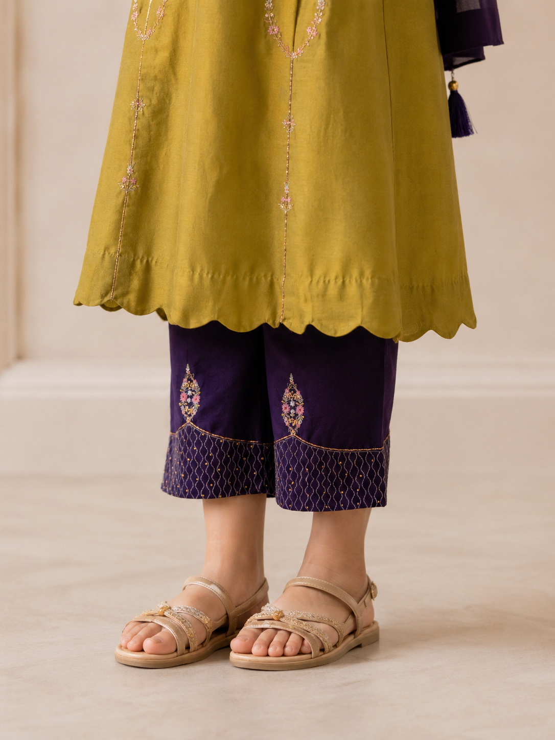 Kids MEHENDI GREEN PURPLE MASTANI SUIT SET