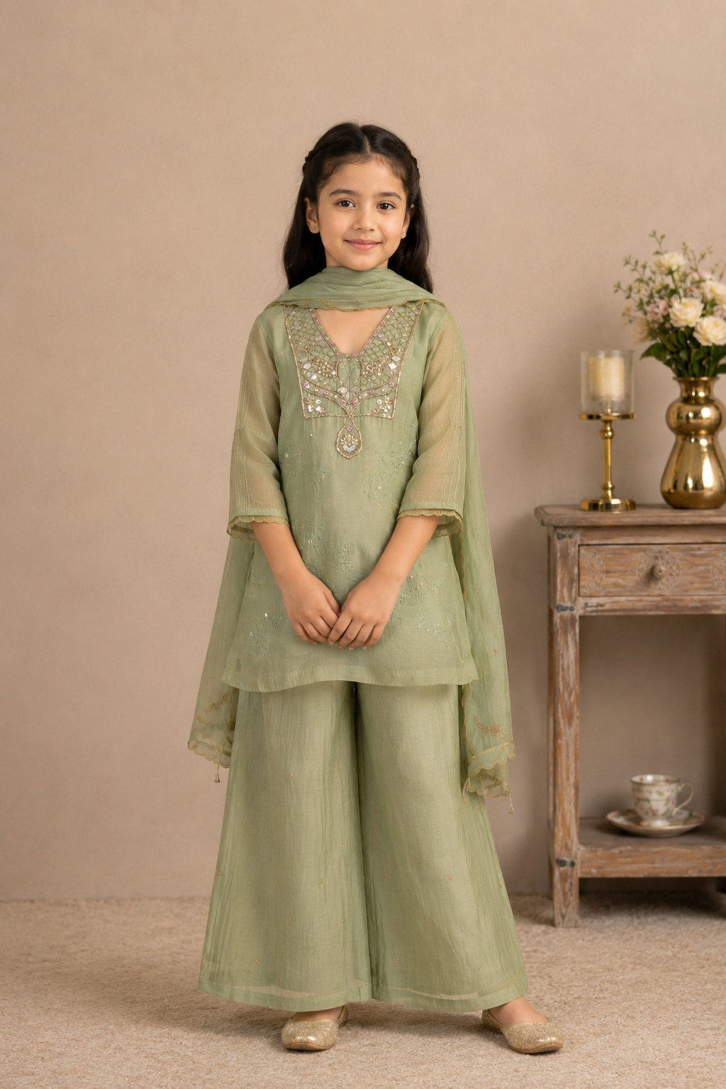 SEA GREEN MATSYA TOP PALAZZO WITH DUPATTA