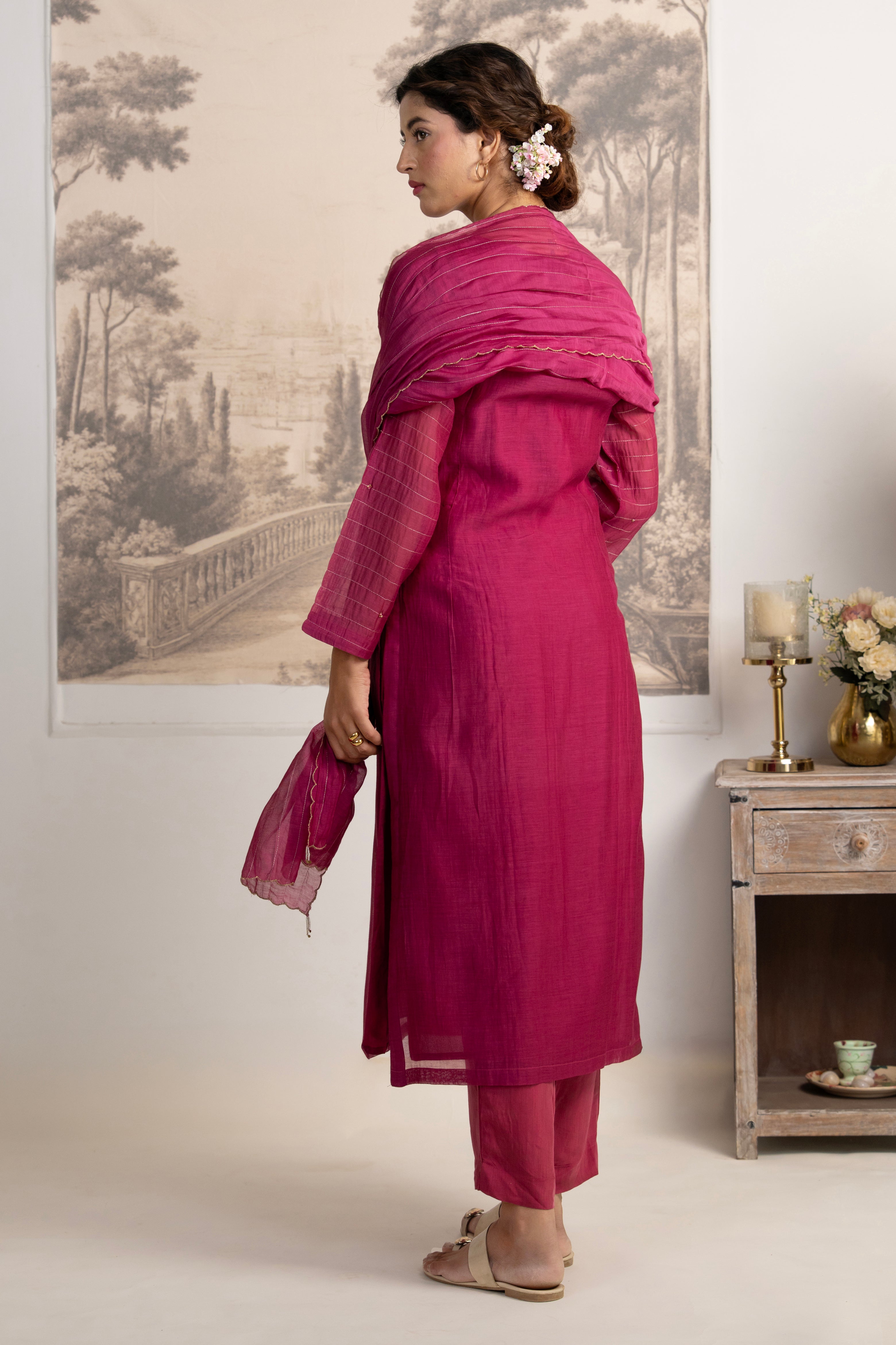 Rani pink twin bouquet suit set