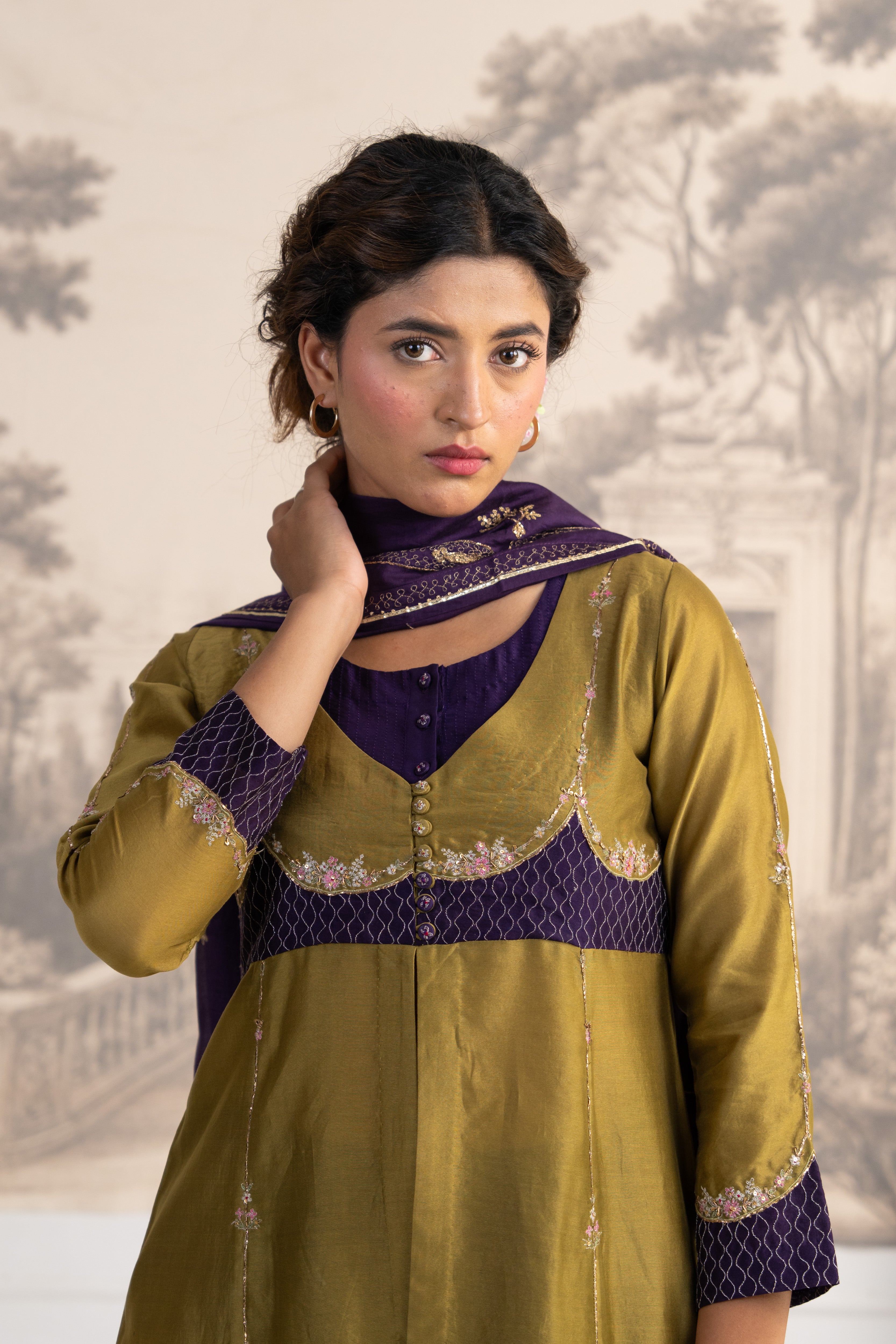 MEHENDI GREEN PURPLE MASTANI SUIT SET