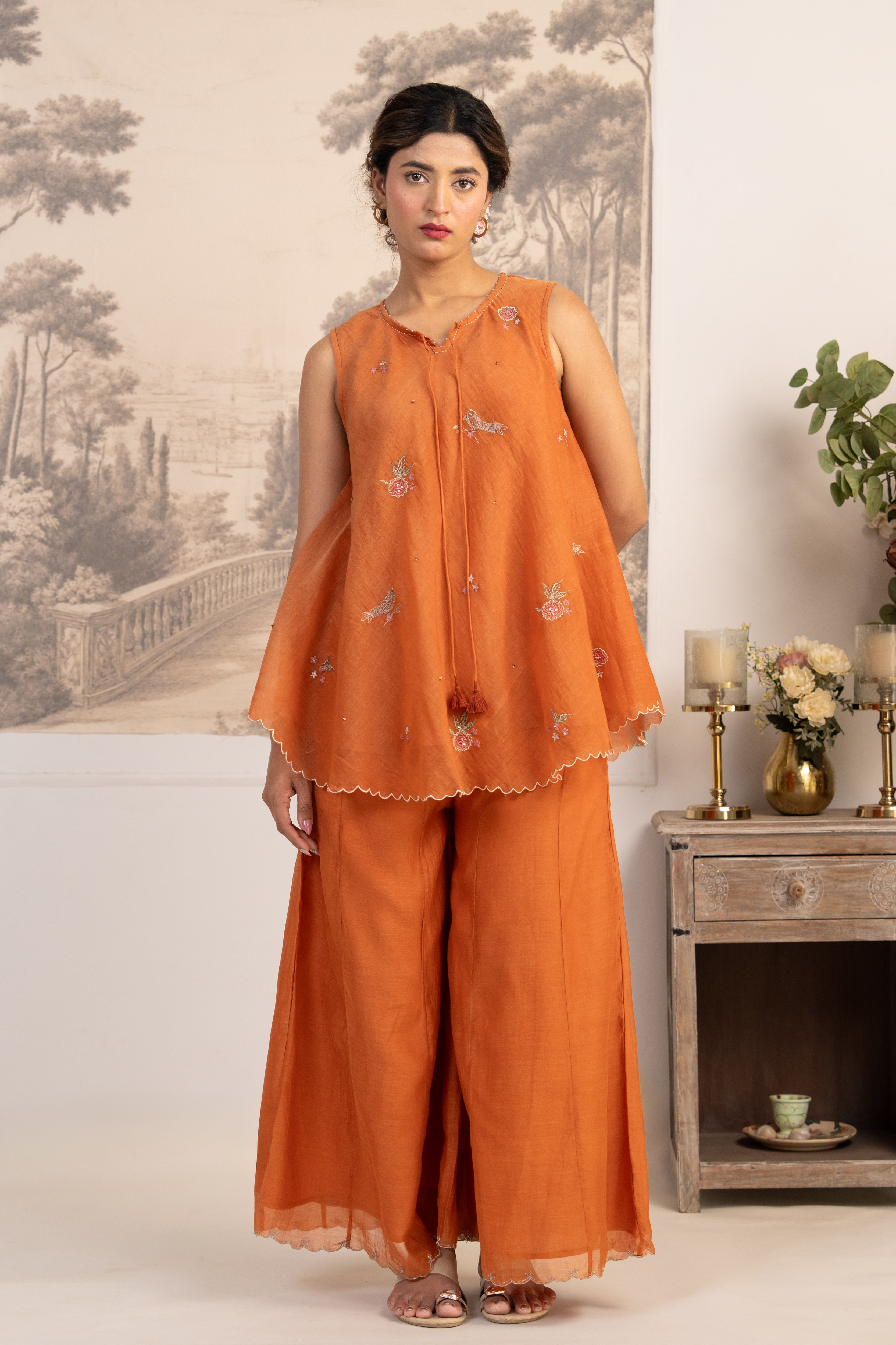 RUST ORANGE FLARED TOP