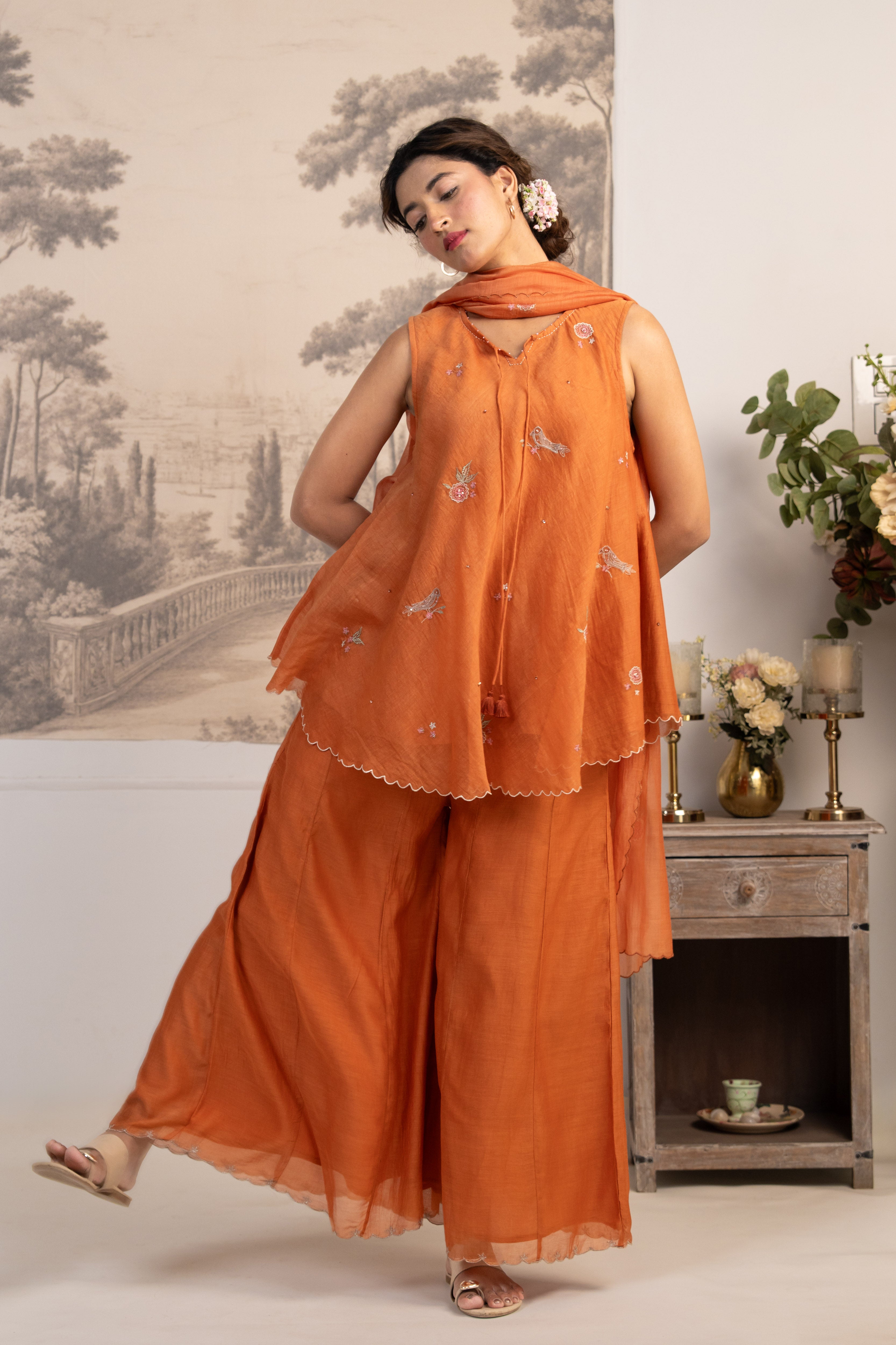 RUST ORANGE FLARED TOP
