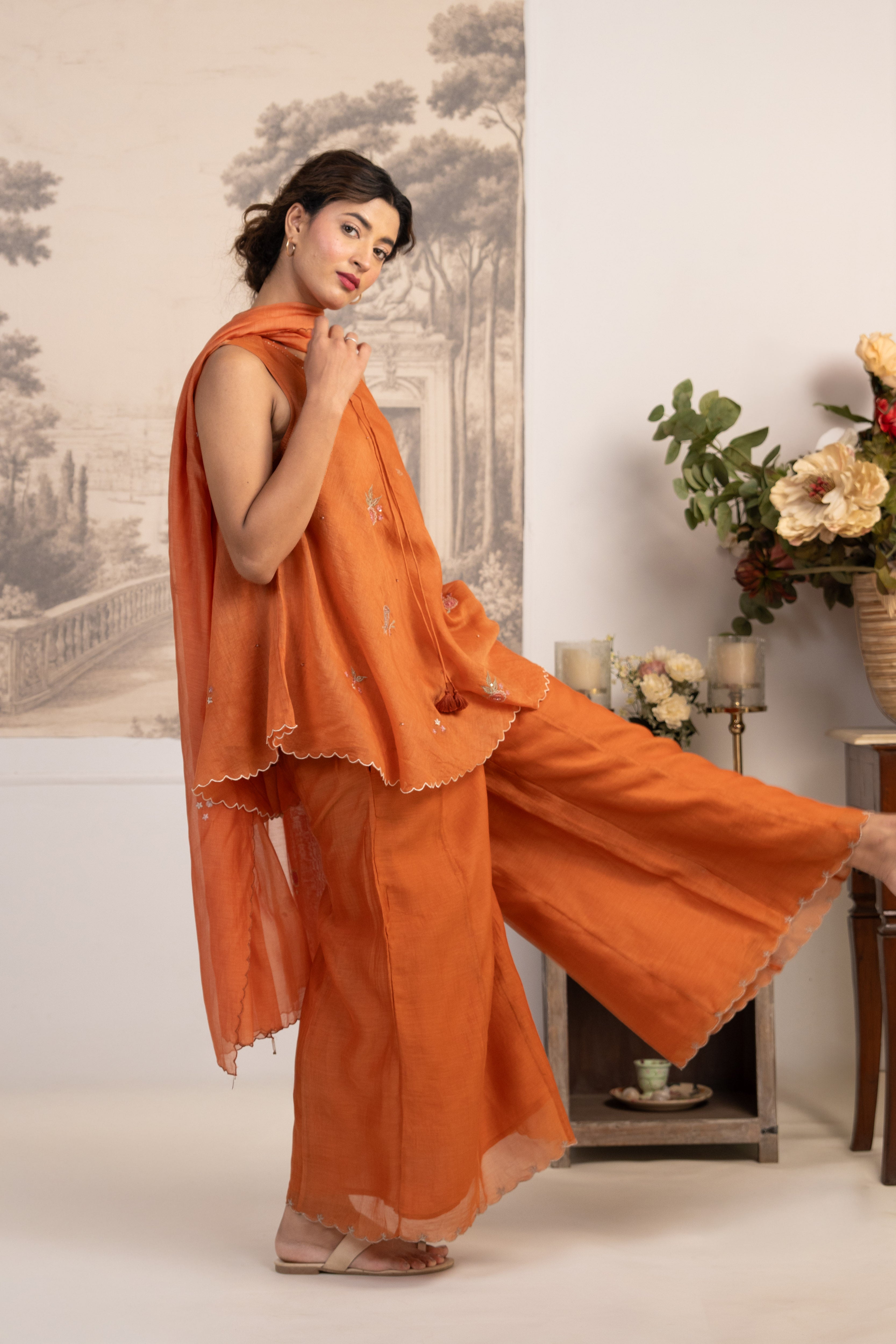 RUST ORANGE FLARED TOP