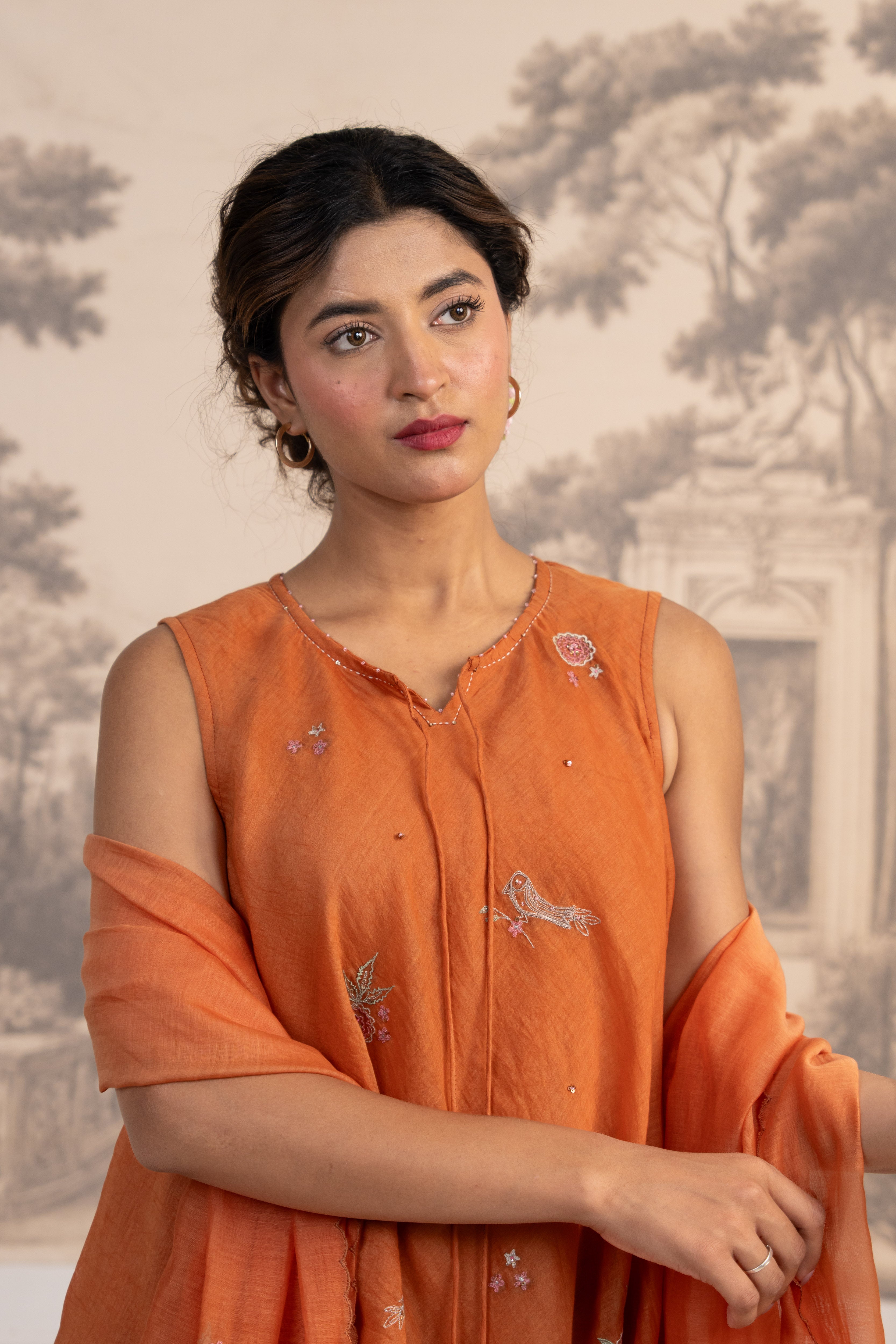 RUST ORANGE FLARED TOP