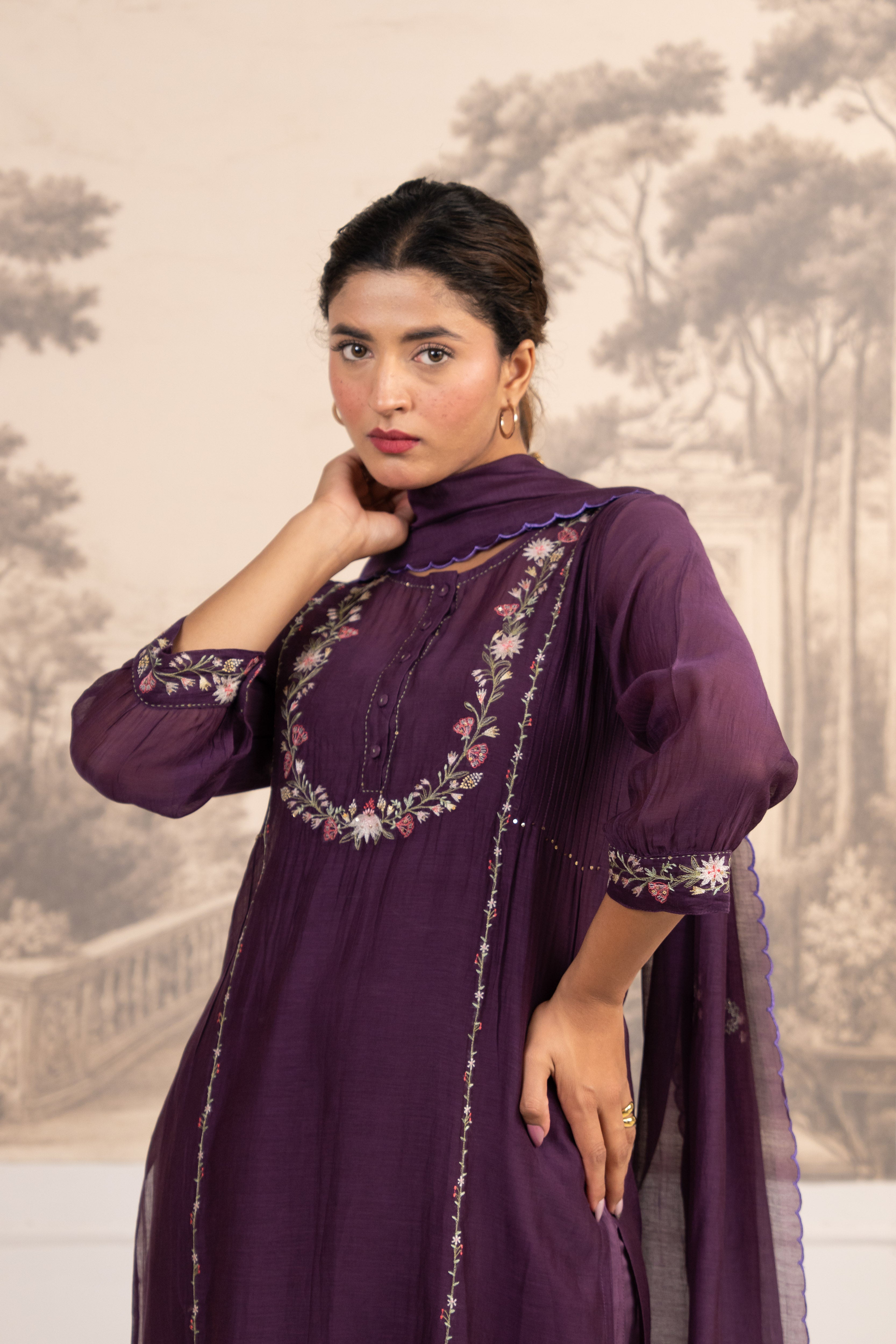 PURPLE CAMELLIA SUIT SET