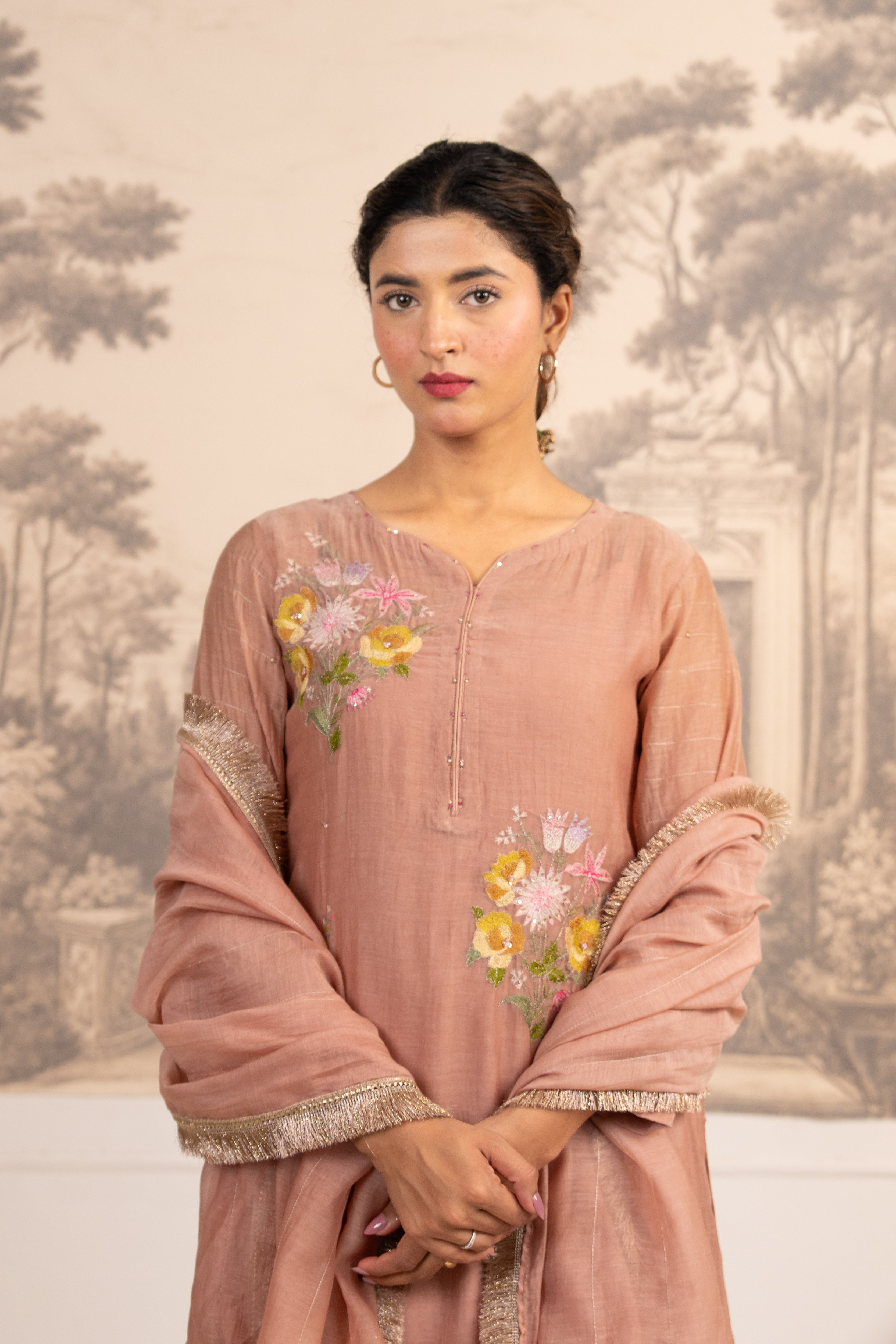 TWIN BOUQUET  PEACH SUIT SET