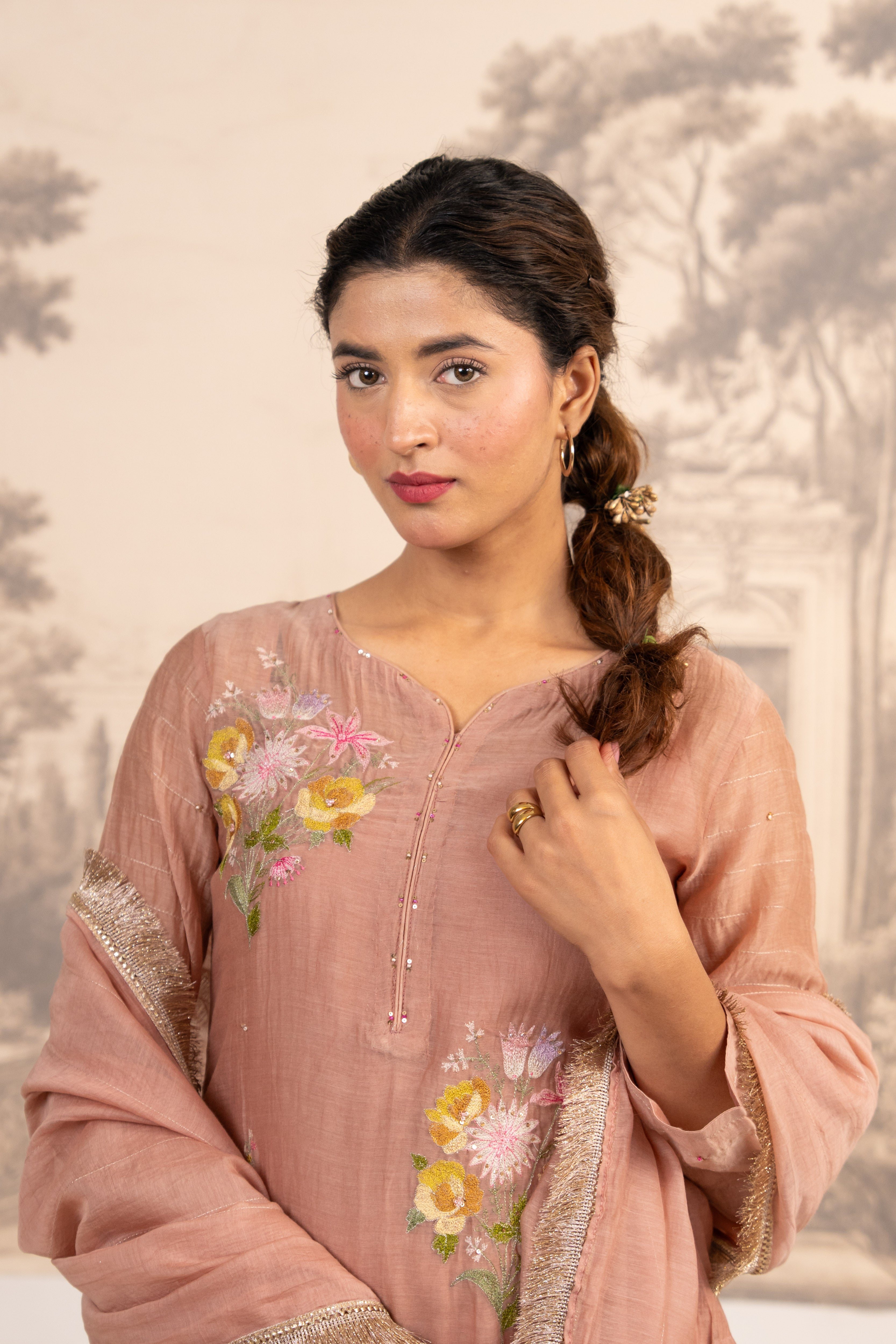 TWIN BOUQUET  PEACH SUIT SET