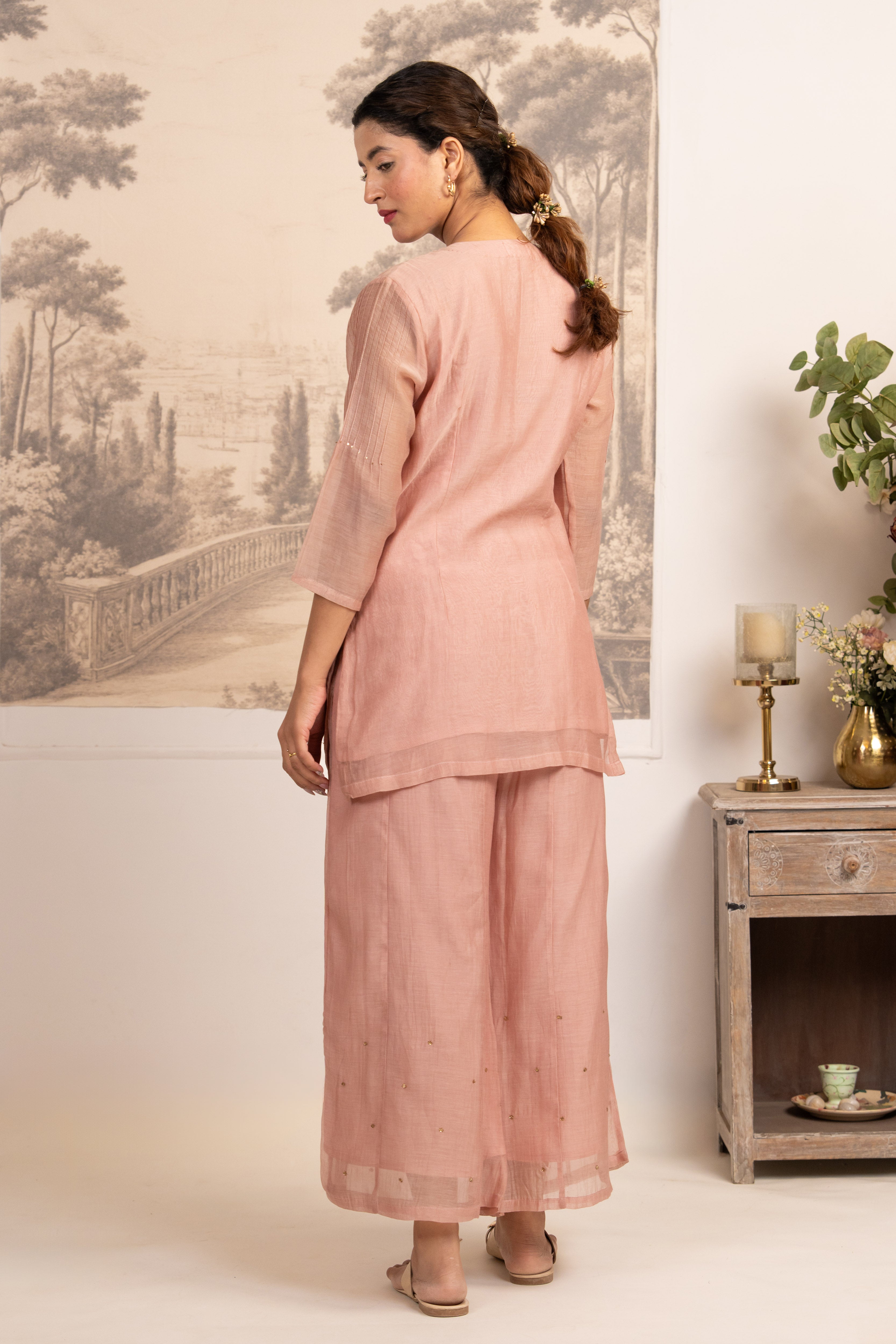 PEACH MATSYA TOP PALAZZO WITH DUPATTA