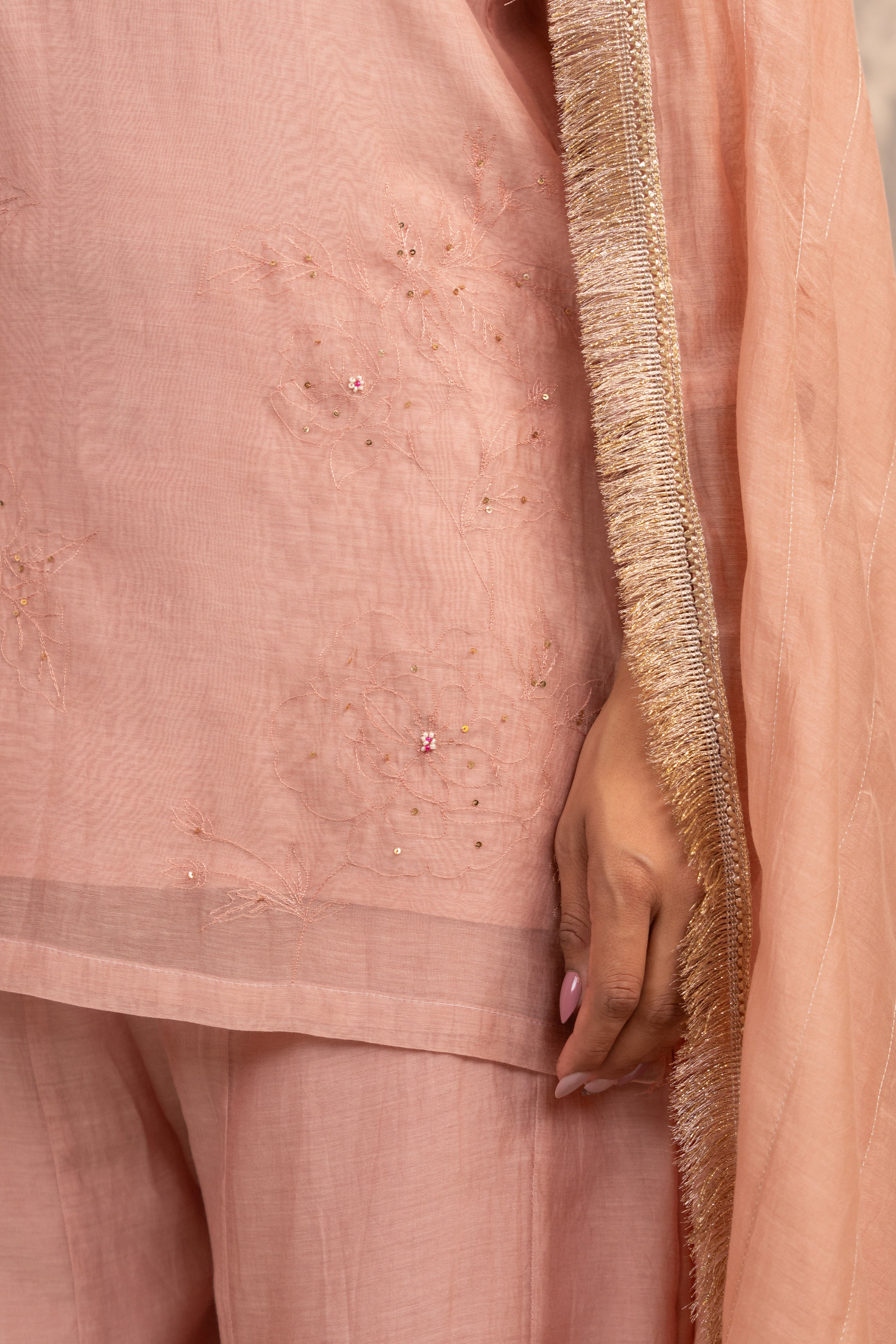 PEACH MATSYA TOP PALAZZO WITH DUPATTA