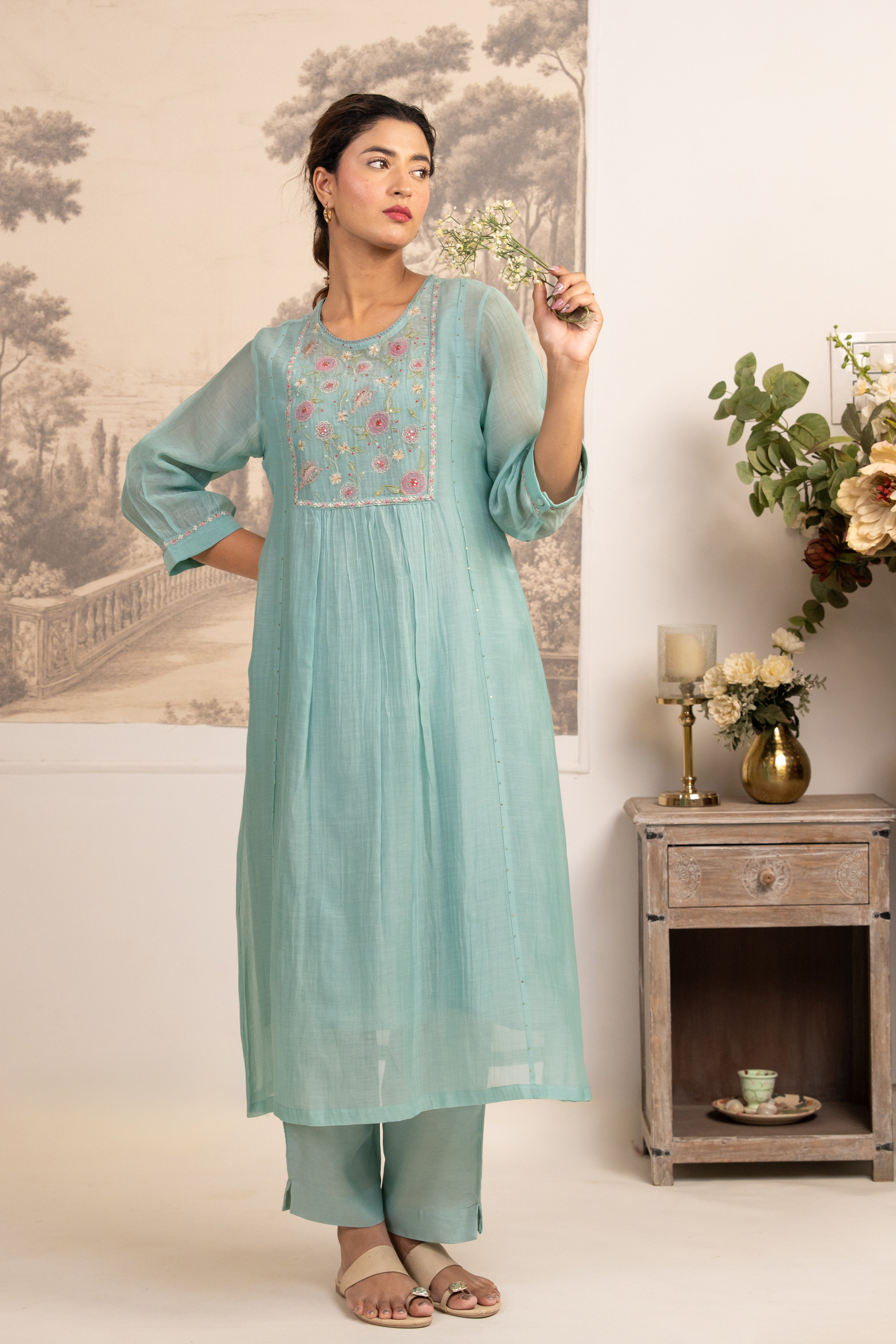 SKY BLUE ARIEL LIFE KURTA SET