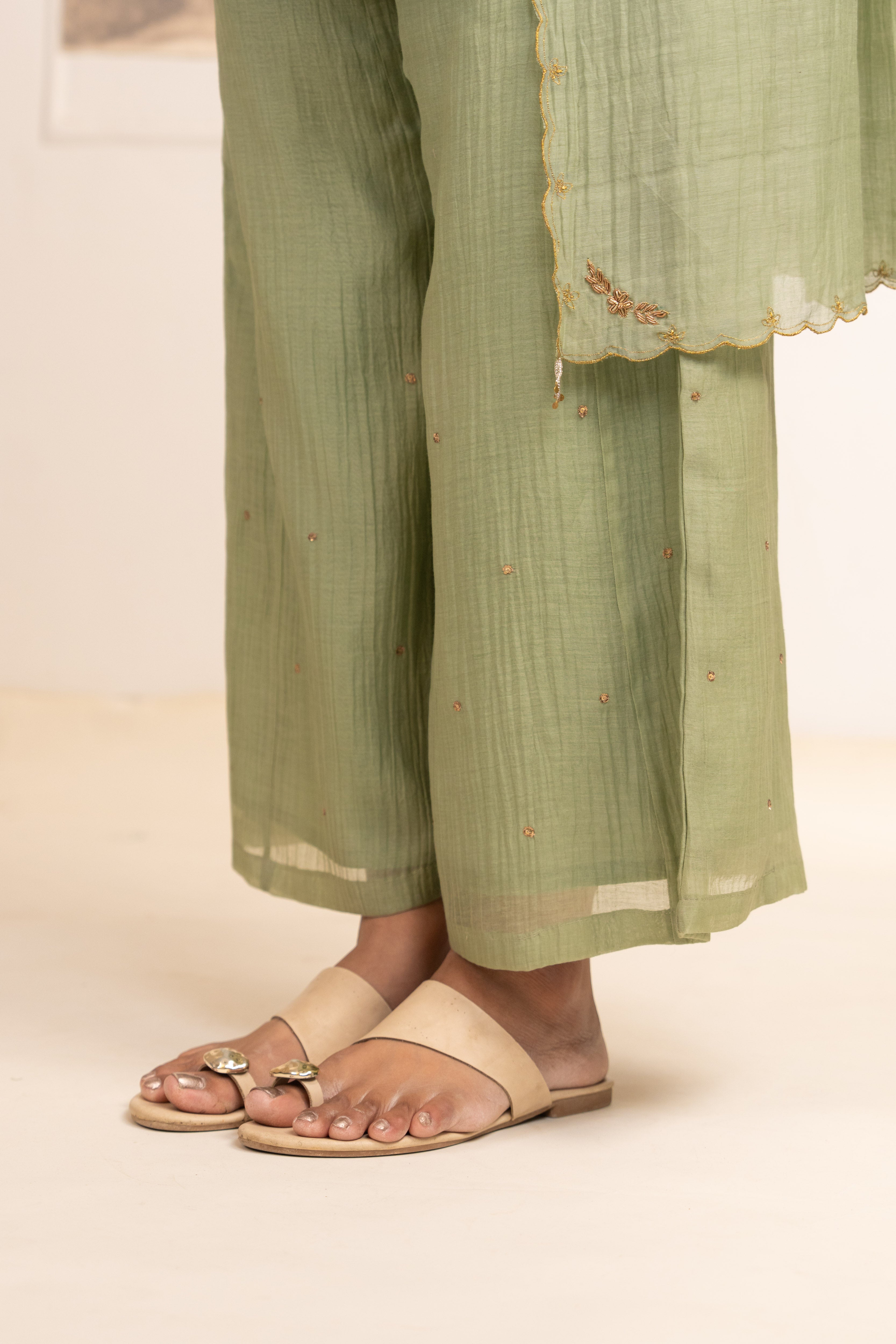 SEA GREEN MINA TOP SET WITH DUPATTA