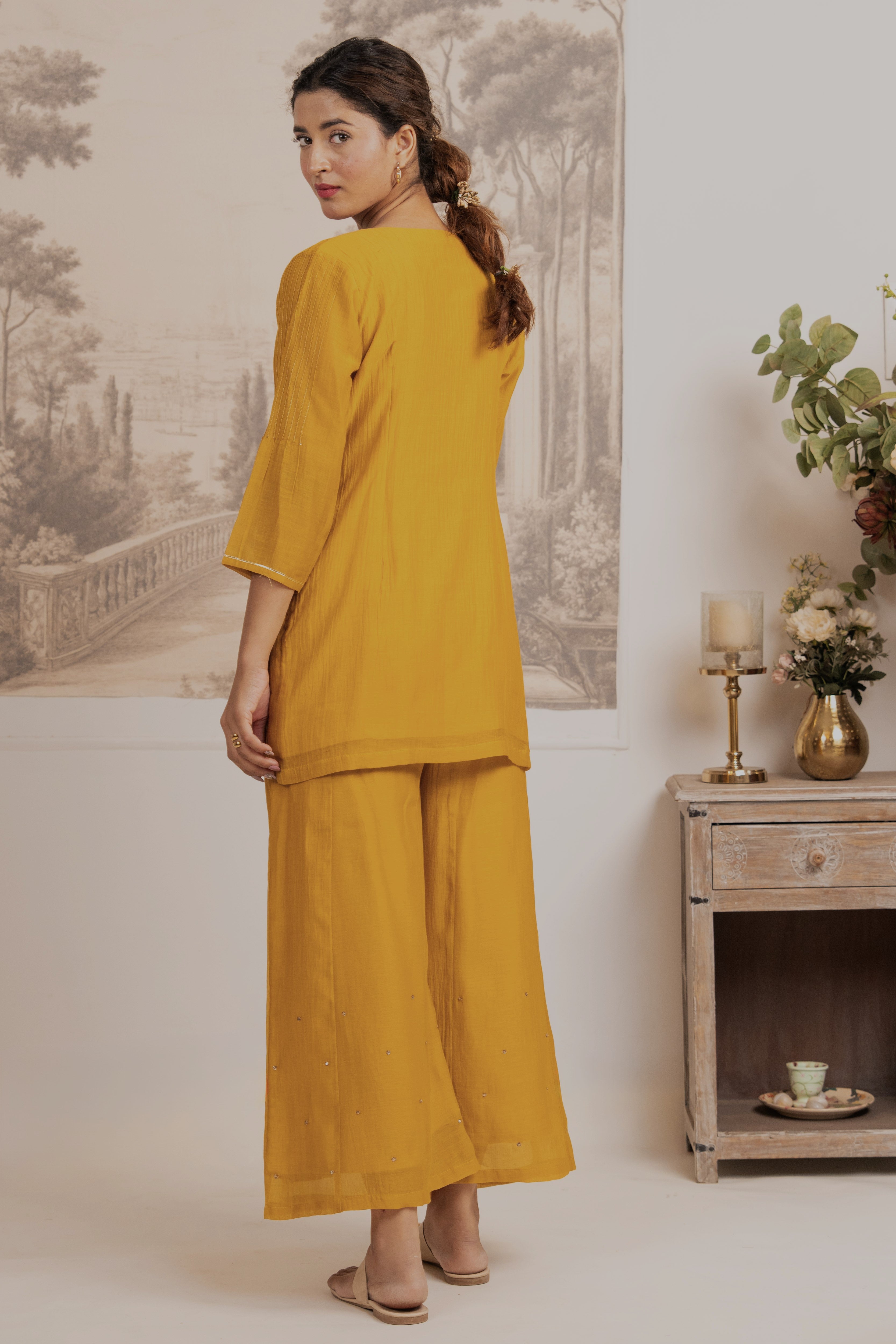 MUSTARD YELLOW MATSYA TOP PALAZZO WITH DUPATTA