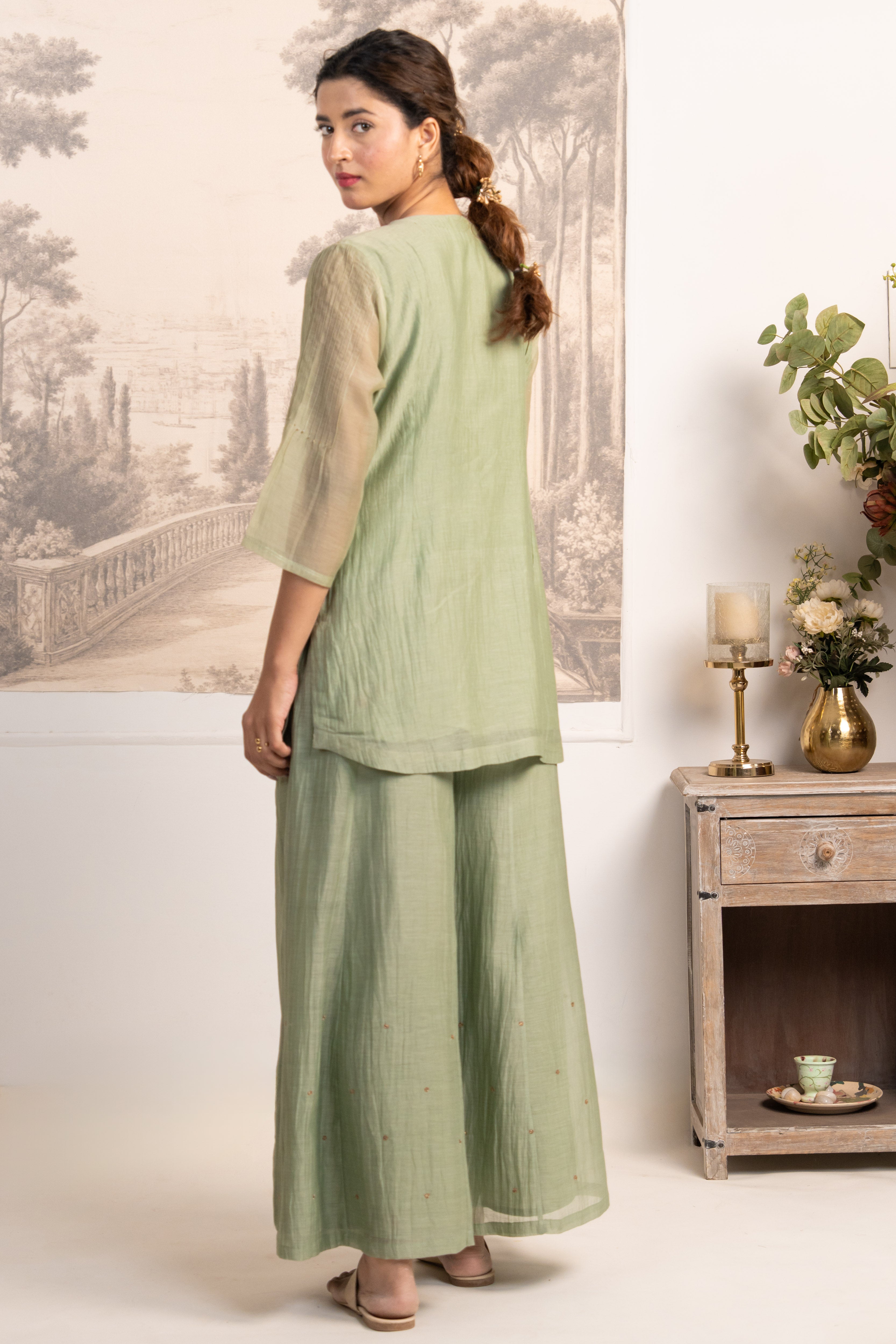 SEA GREEN MATSYA TOP PALAZZO WITH DUPATTA