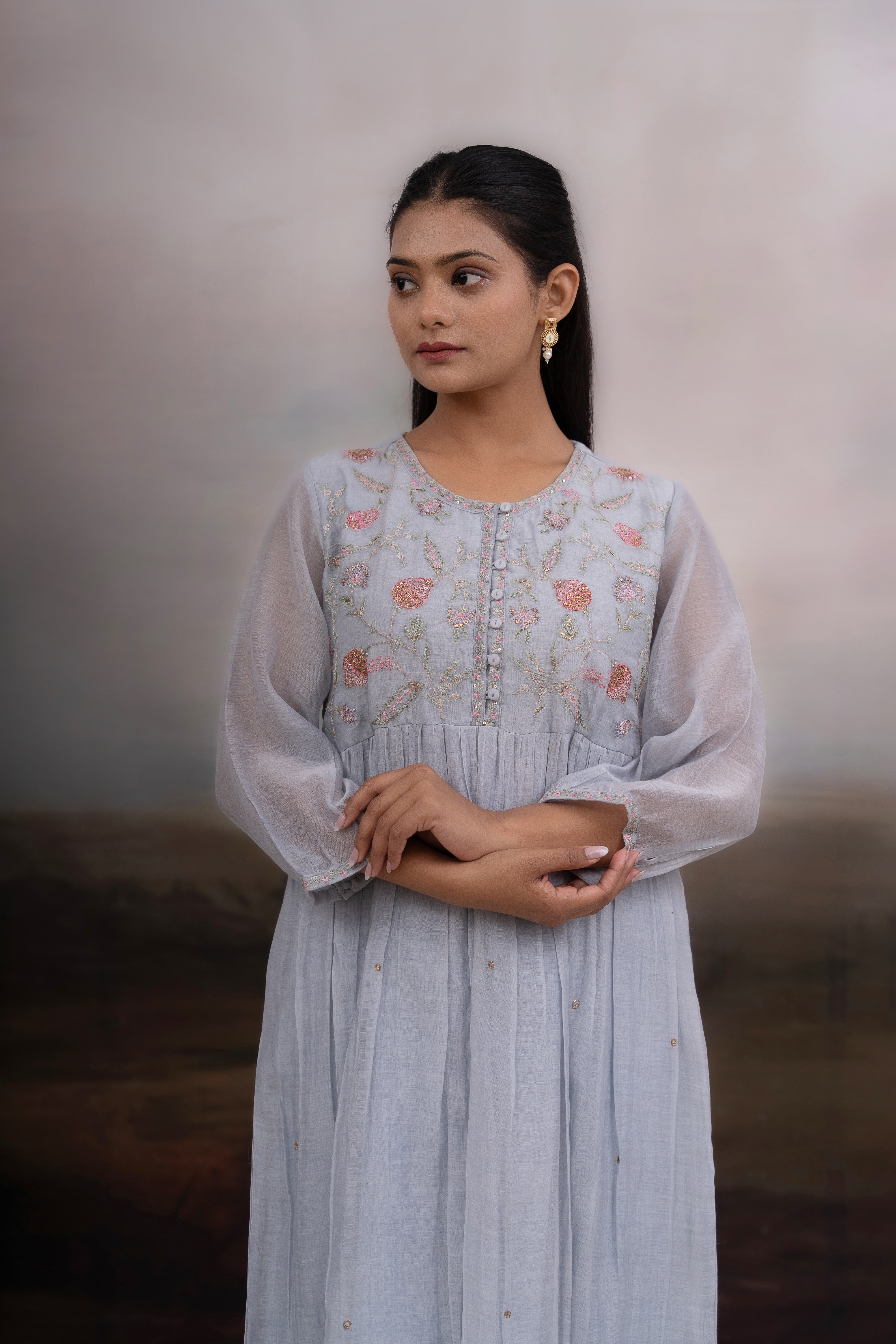 Powder blue Anaar garden dress set