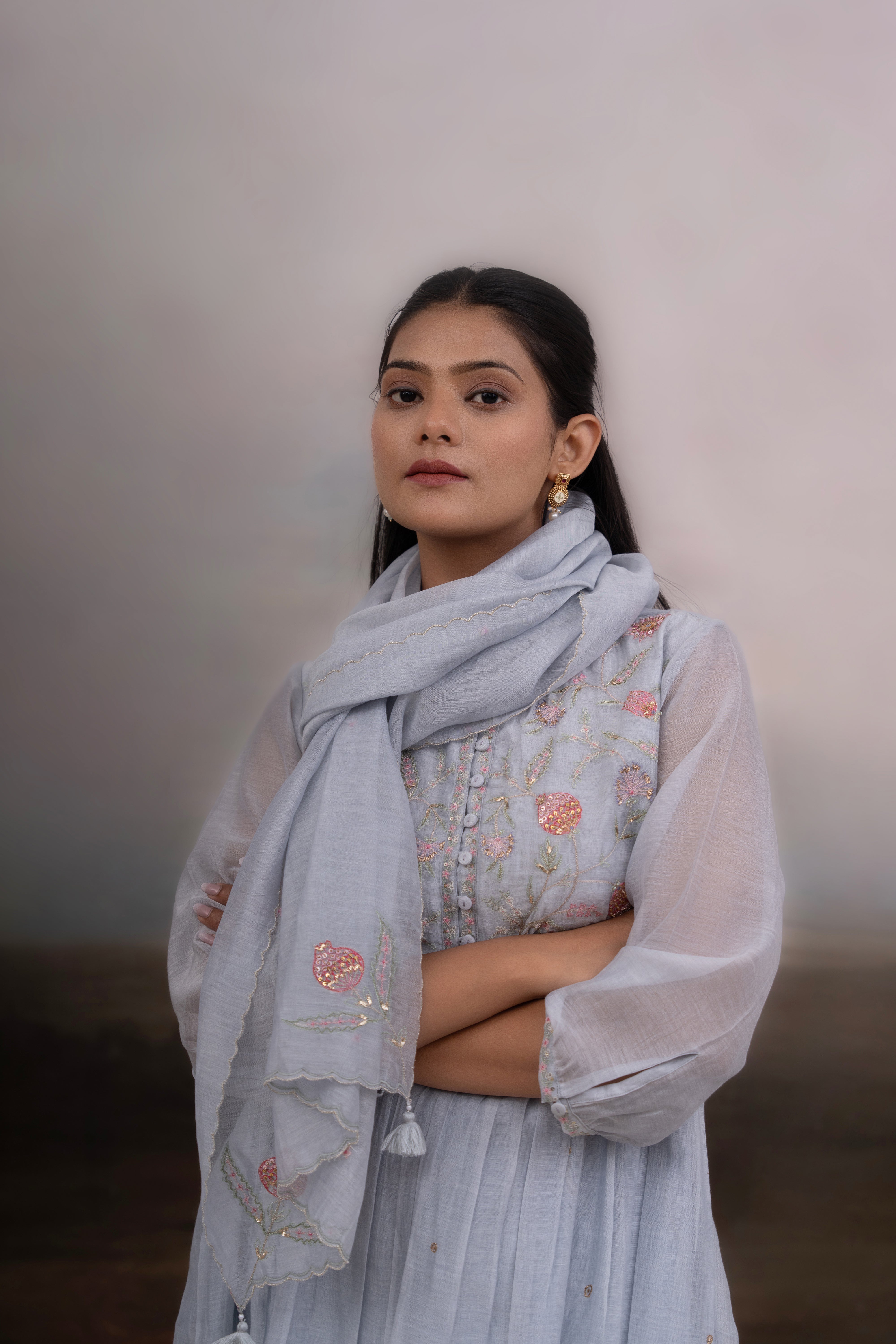 Powder blue Anaar garden dress set