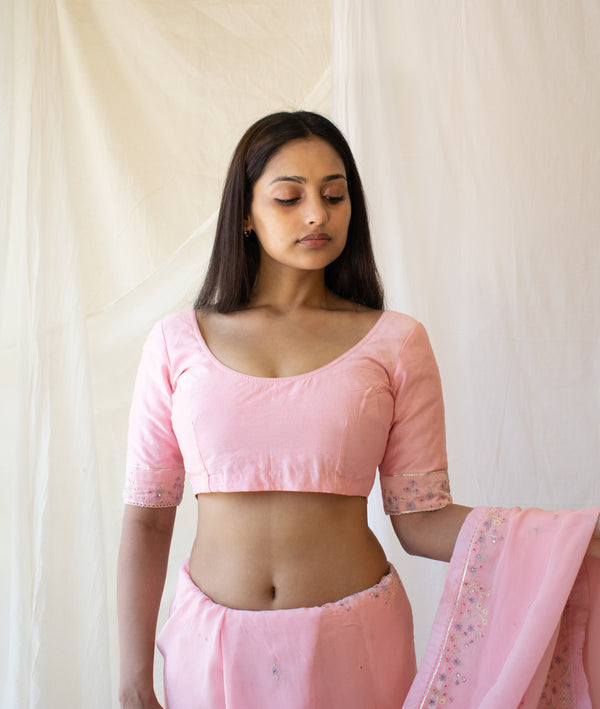 Blush Pink Miniature Chanderi Blouse