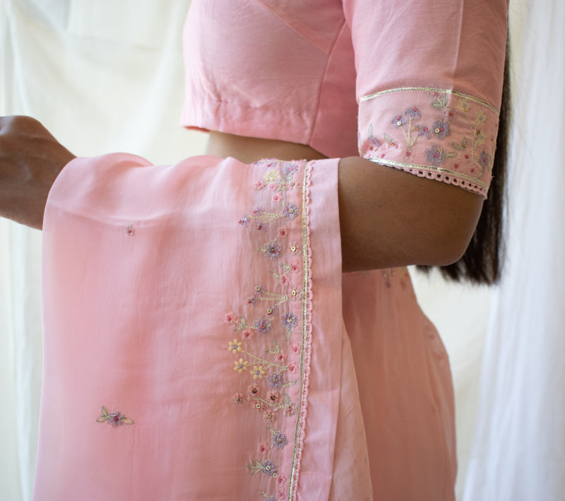 Blush Pink Miniature Chanderi Blouse