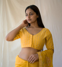 Mustard Zari Chanderi Blouse