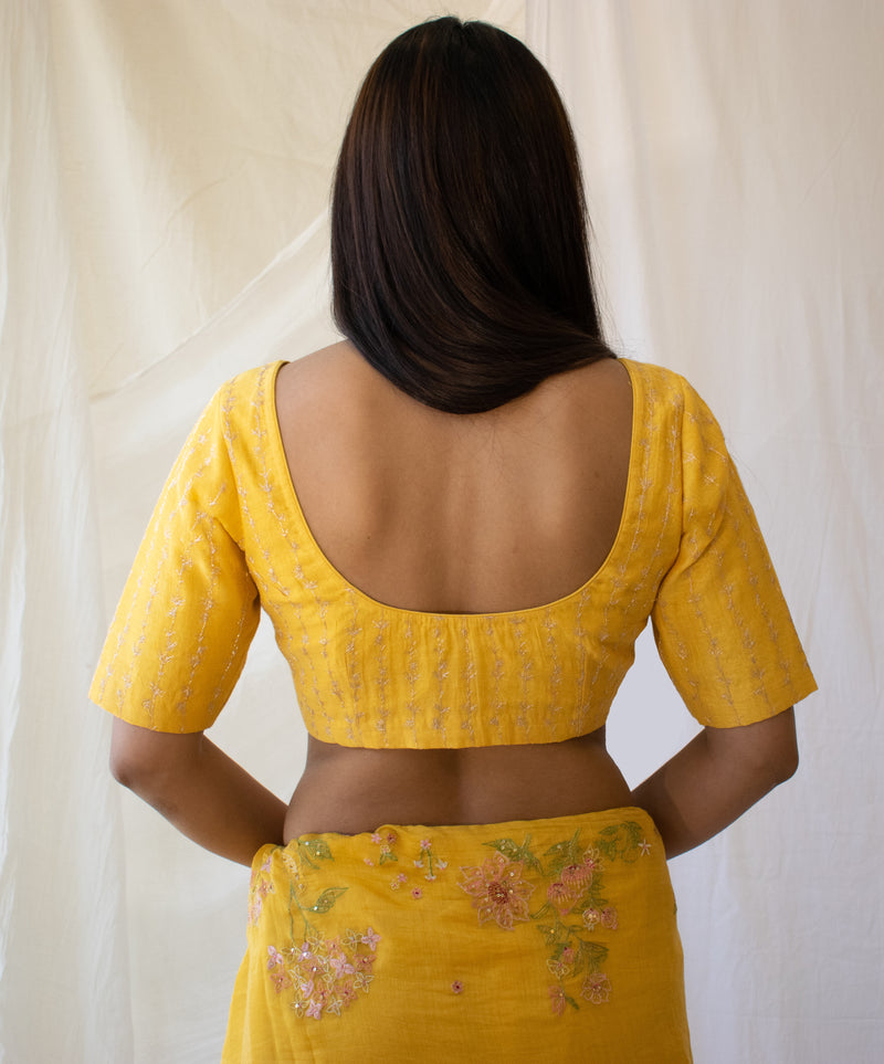 Mustard Zari Chanderi Blouse