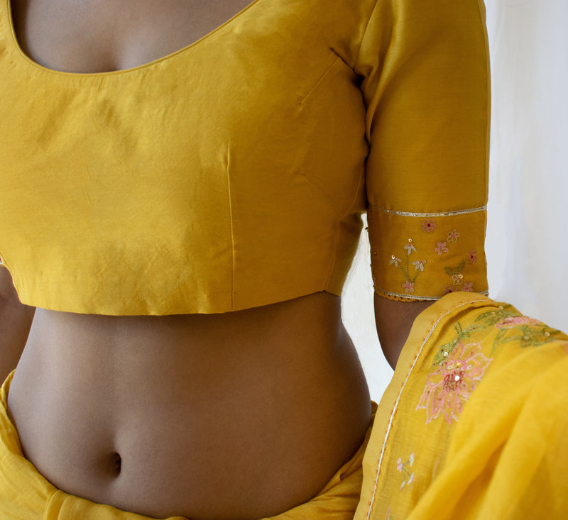 Mustard Miniature Chanderi blouse