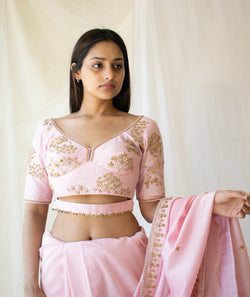 Blush Pink Heritage Chanderi Blouse