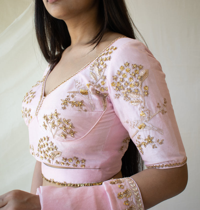 Blush Pink Heritage Chanderi Blouse