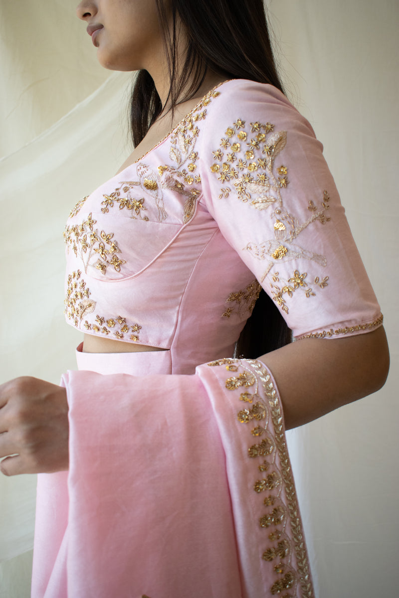 Blush Pink Heritage Chanderi Blouse