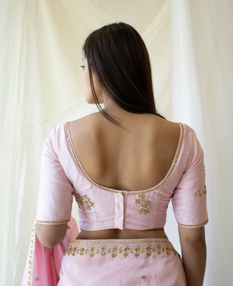 Blush Pink Heritage Chanderi Blouse