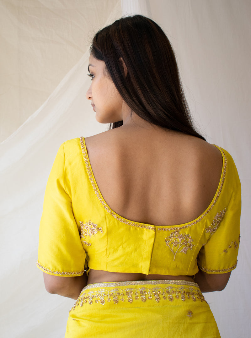 Neon Yellow Heritage Saree