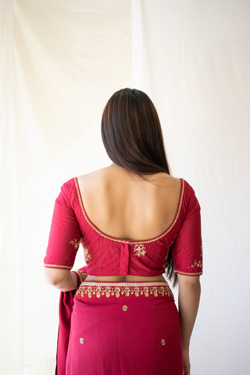 Red Heritage Chanderi Blouse