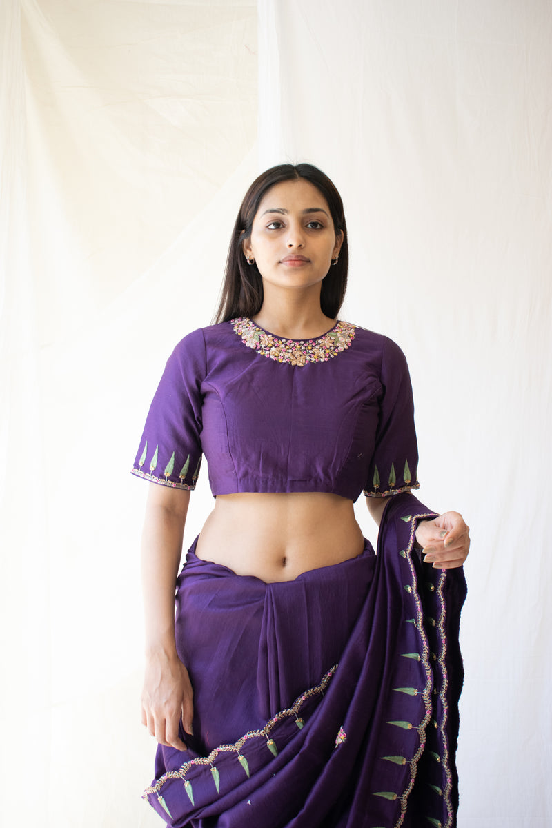 Purple Raat Chandani chanderi Blouse