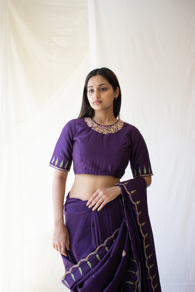 Purple Raat Chandani chanderi Blouse