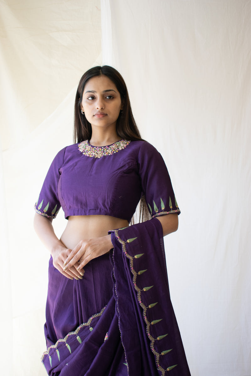 Purple Raat Chandani chanderi Blouse